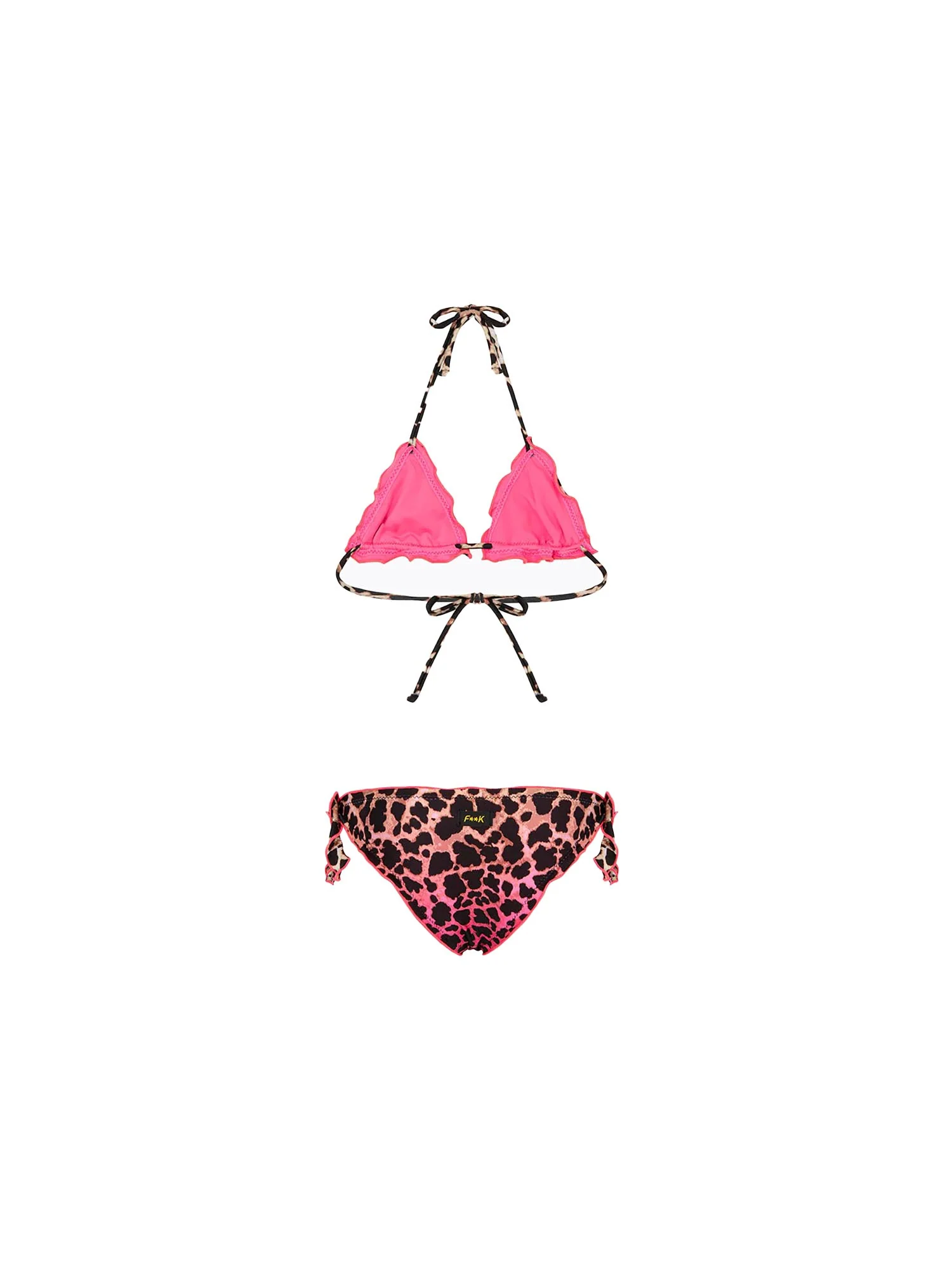 Bikini triangolo F**k Bambina con slip regolabile fantasia leopard rosa - Image 2