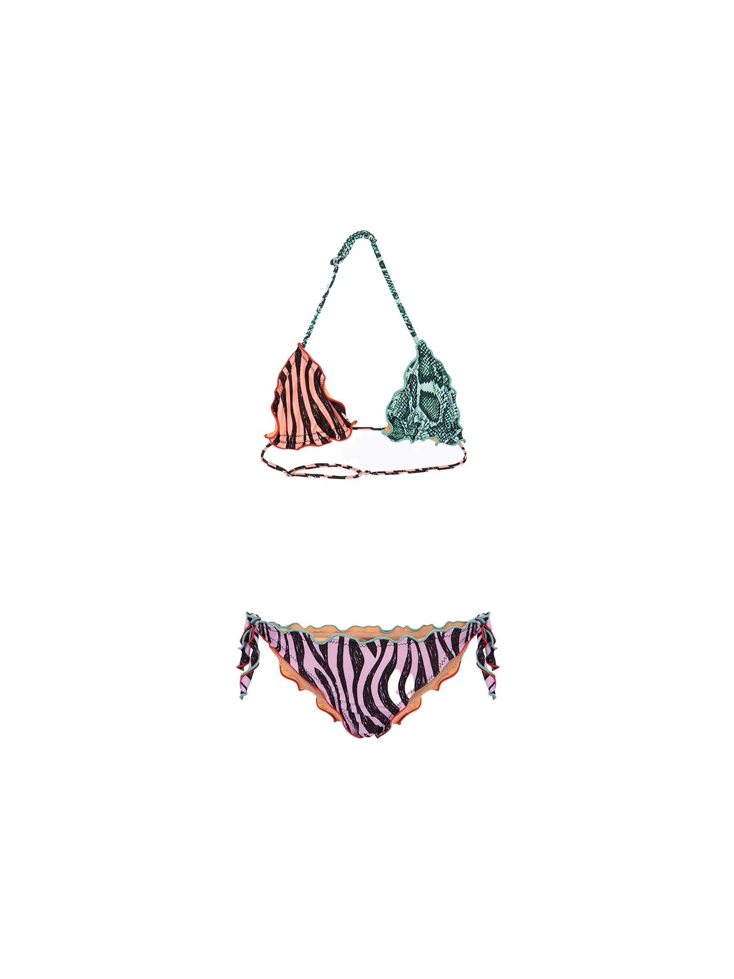 Bikini triangolo F**k Bambina con slip regolabile fantasia animalier multi
