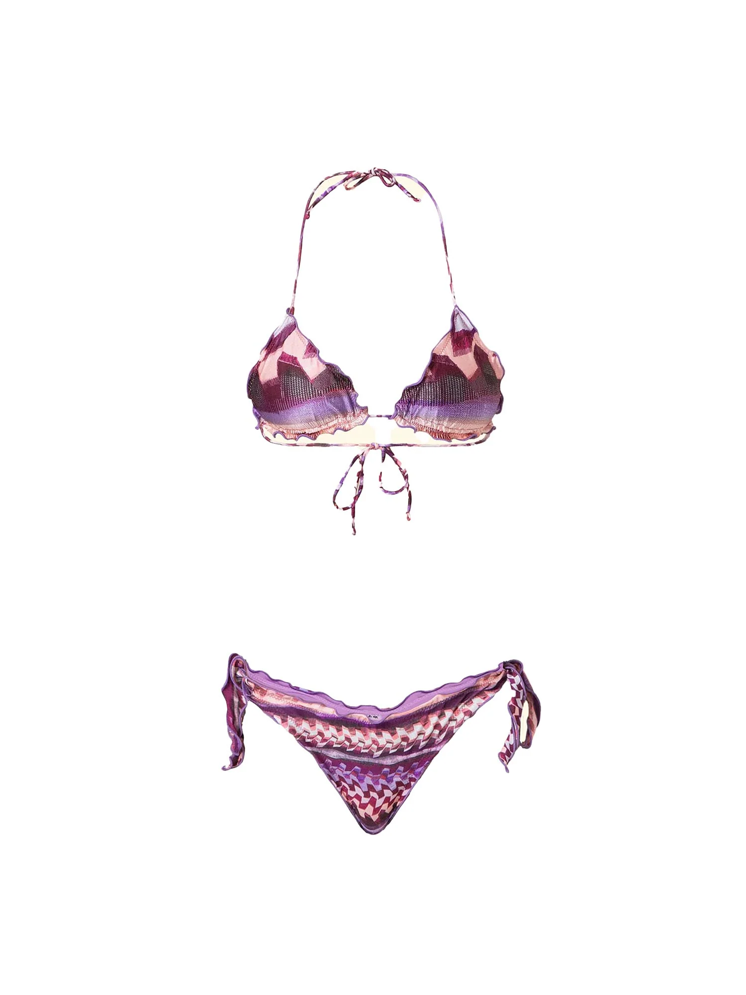 Bikini F**k Donna triangolo con slip regolabile fantasia bianco/viola - Image 3