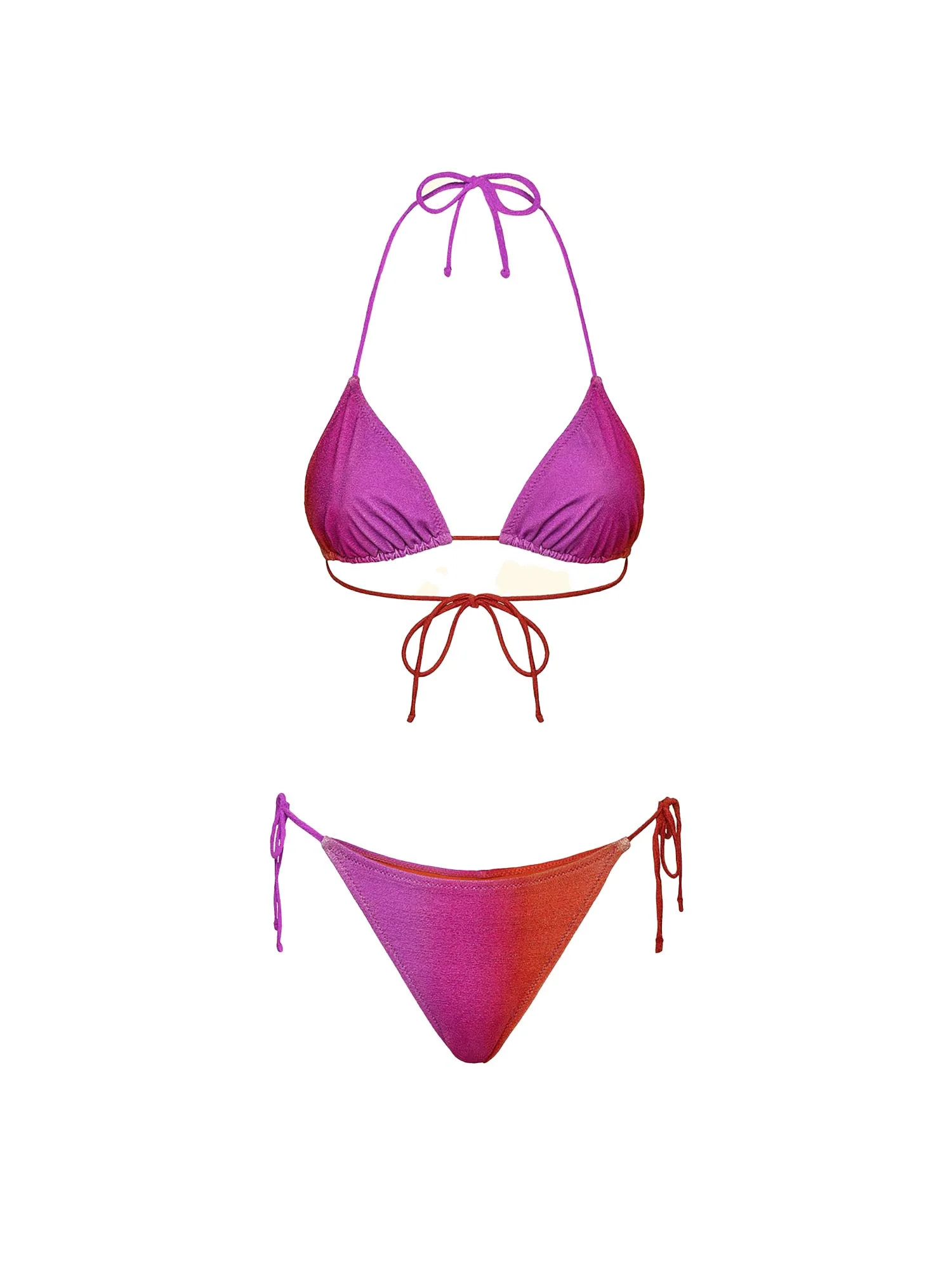 Bikini F**k Donna triangolo con slip regolabile fantasia bicolor viola/arancio - Image 3