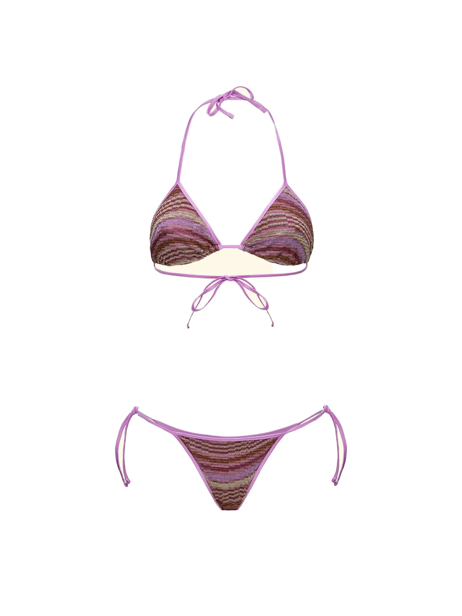 Bikini F**k Donna triangolo con slip regolabile lurex fantasia viola multi - Image 3
