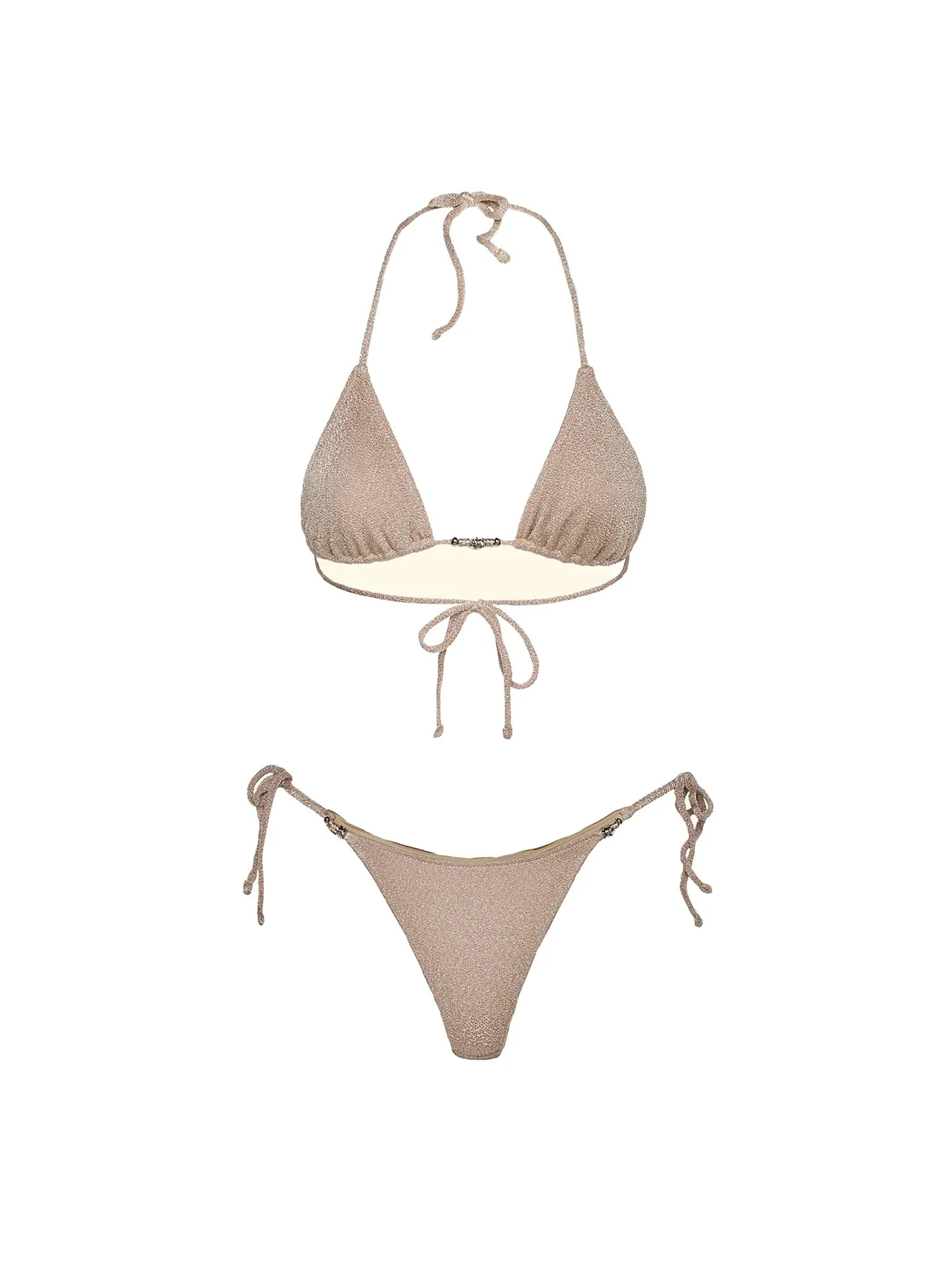 Bikini F**k Donna triangolo con slip regolabile lurex oro - Image 3