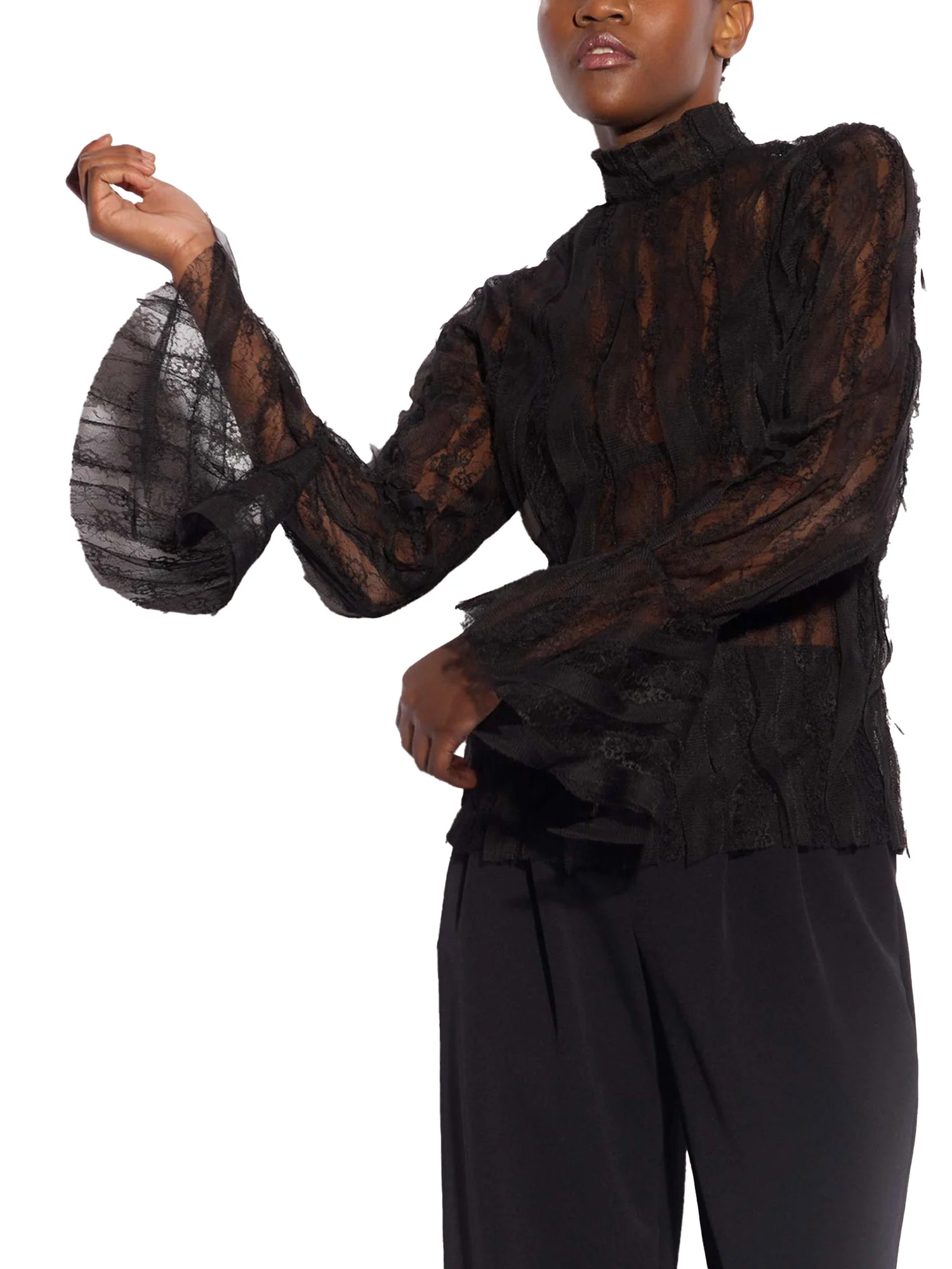 Blusa in pizzo Myllow con manica flare nero - Image 3