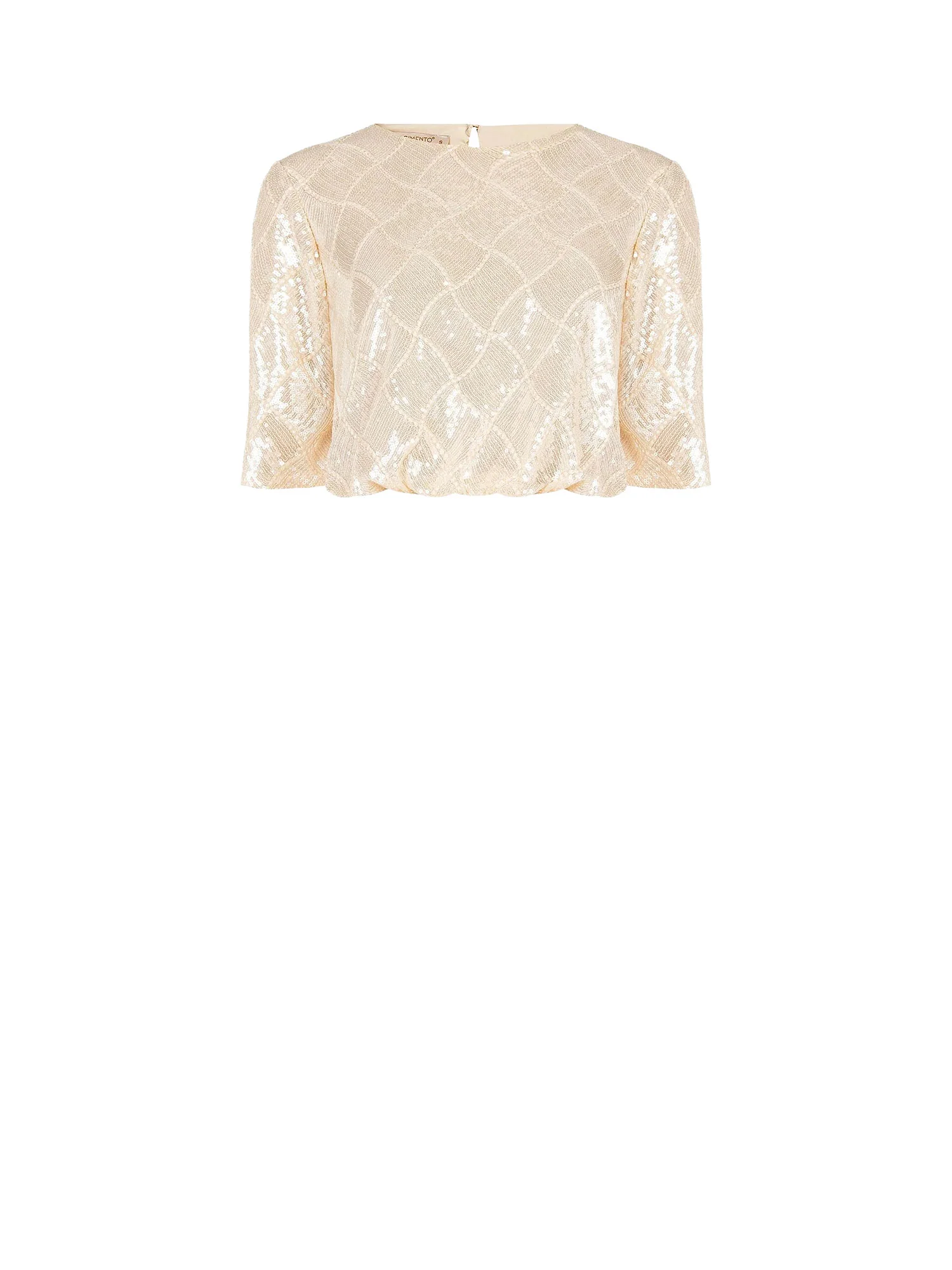 Blusa Rinascimento Donna crop con paillettes beige - Image 5