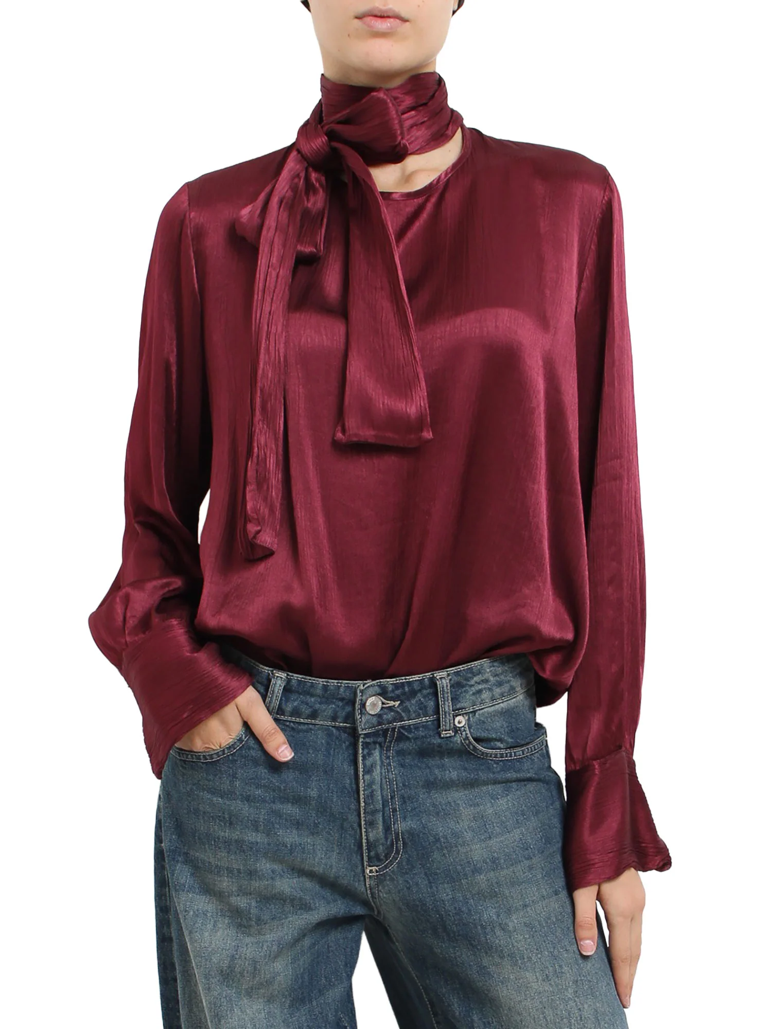 Blusa con fusciacca al collo Haveone donna ciliegia