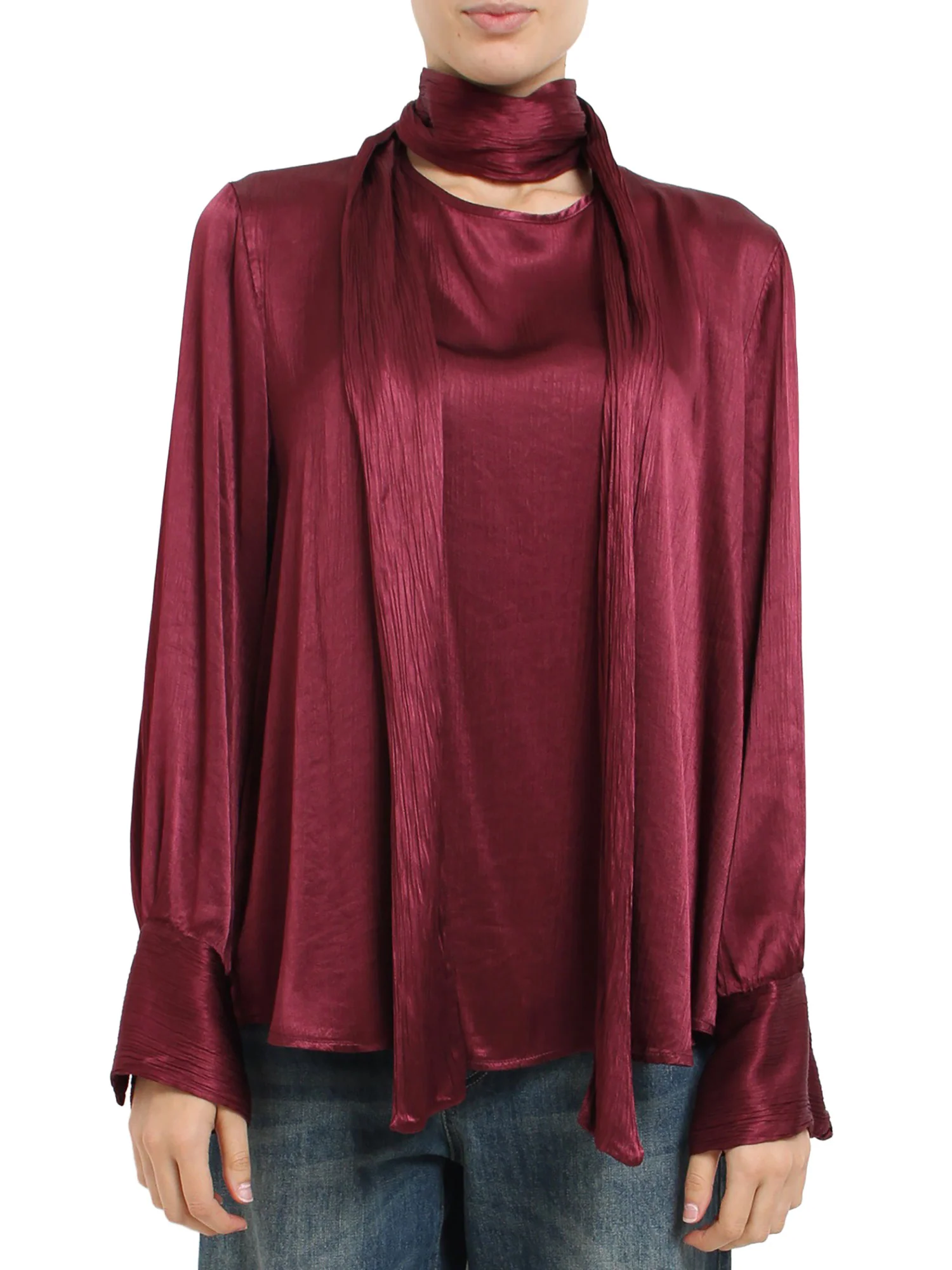Blusa con fusciacca al collo Haveone donna ciliegia - Image 2