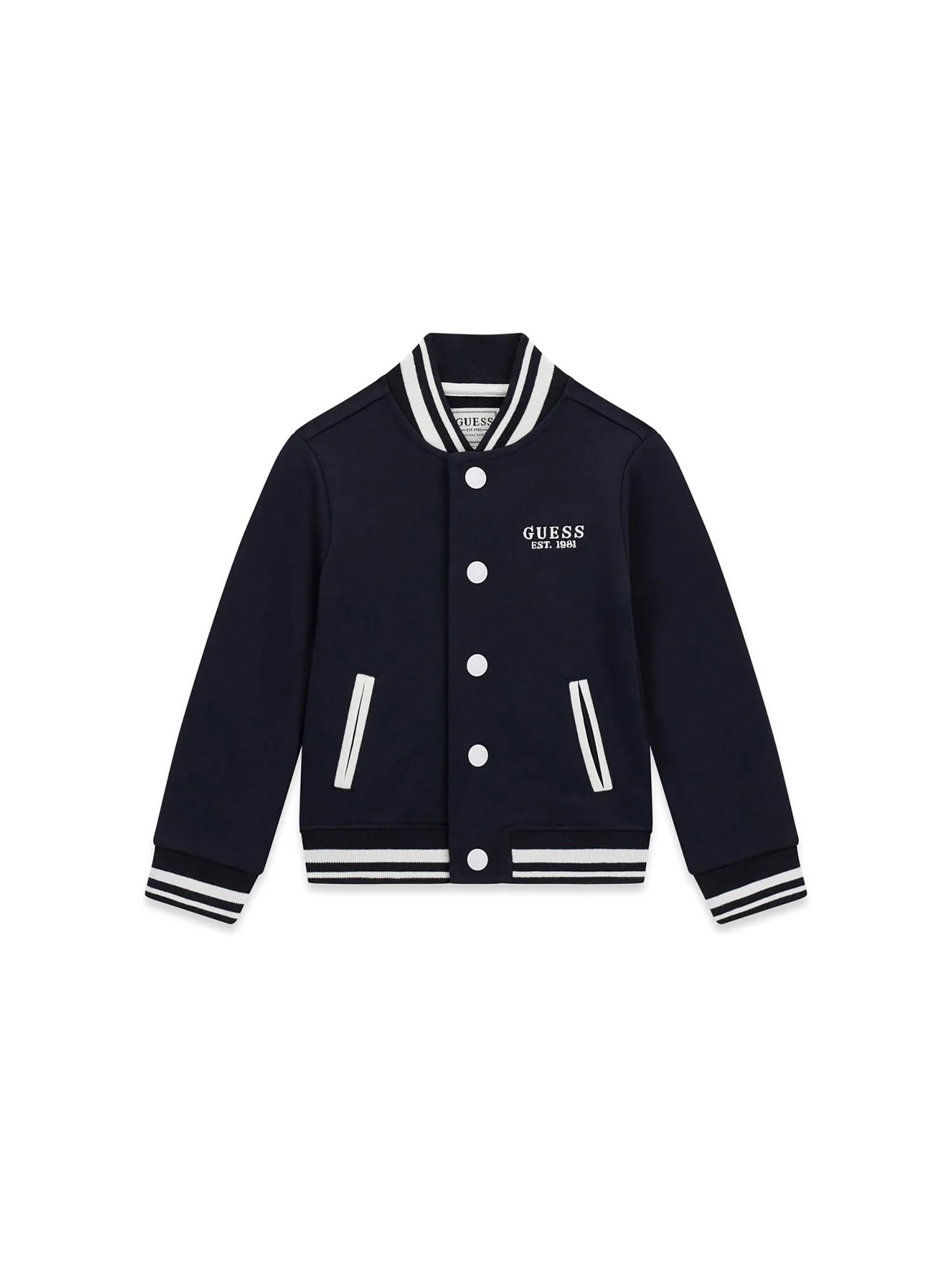Bomber Guess Bambino con bottoni varsity logo blu