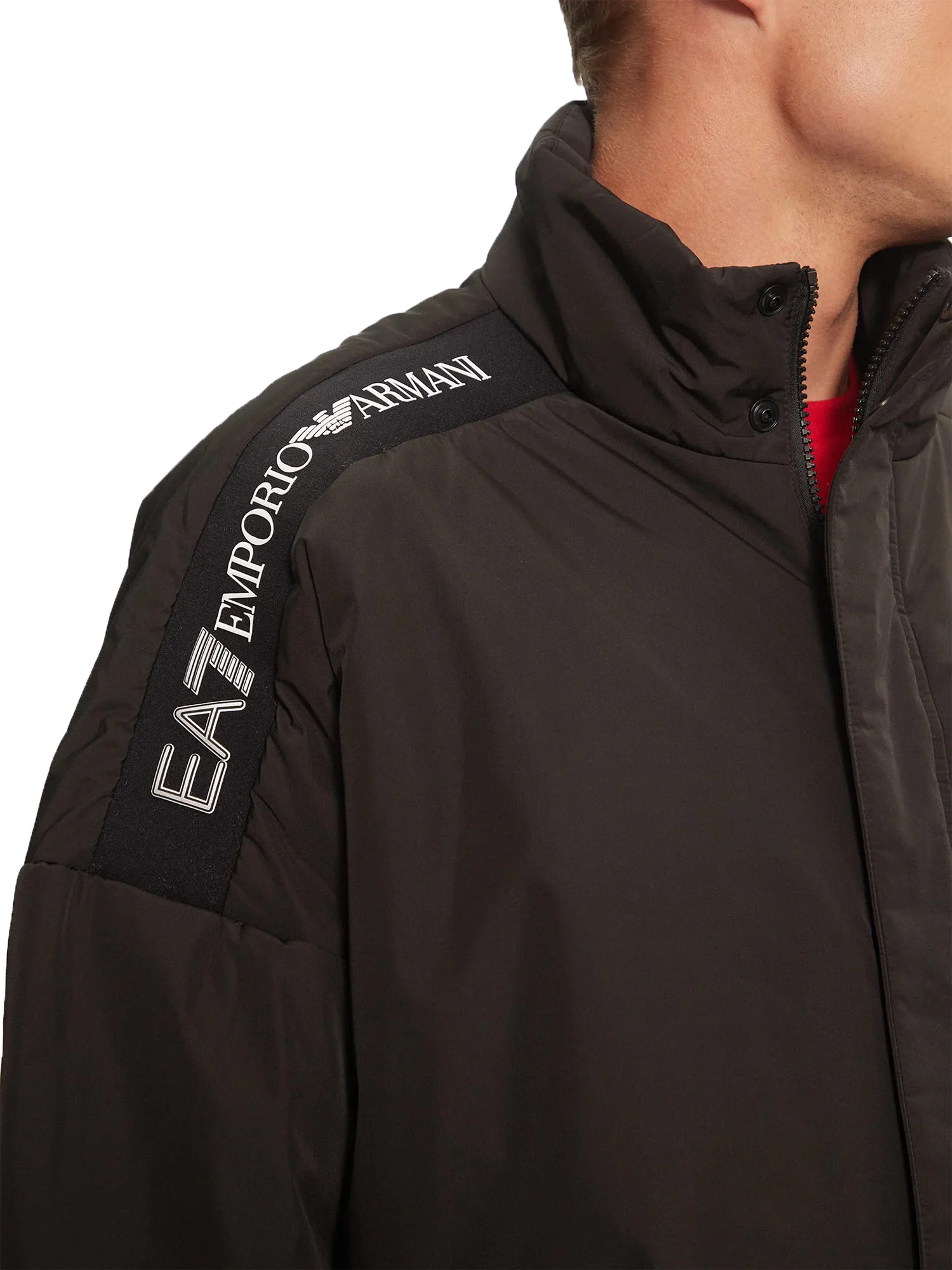 Bomber con zip logo tape sulla spalla nero - Image 3