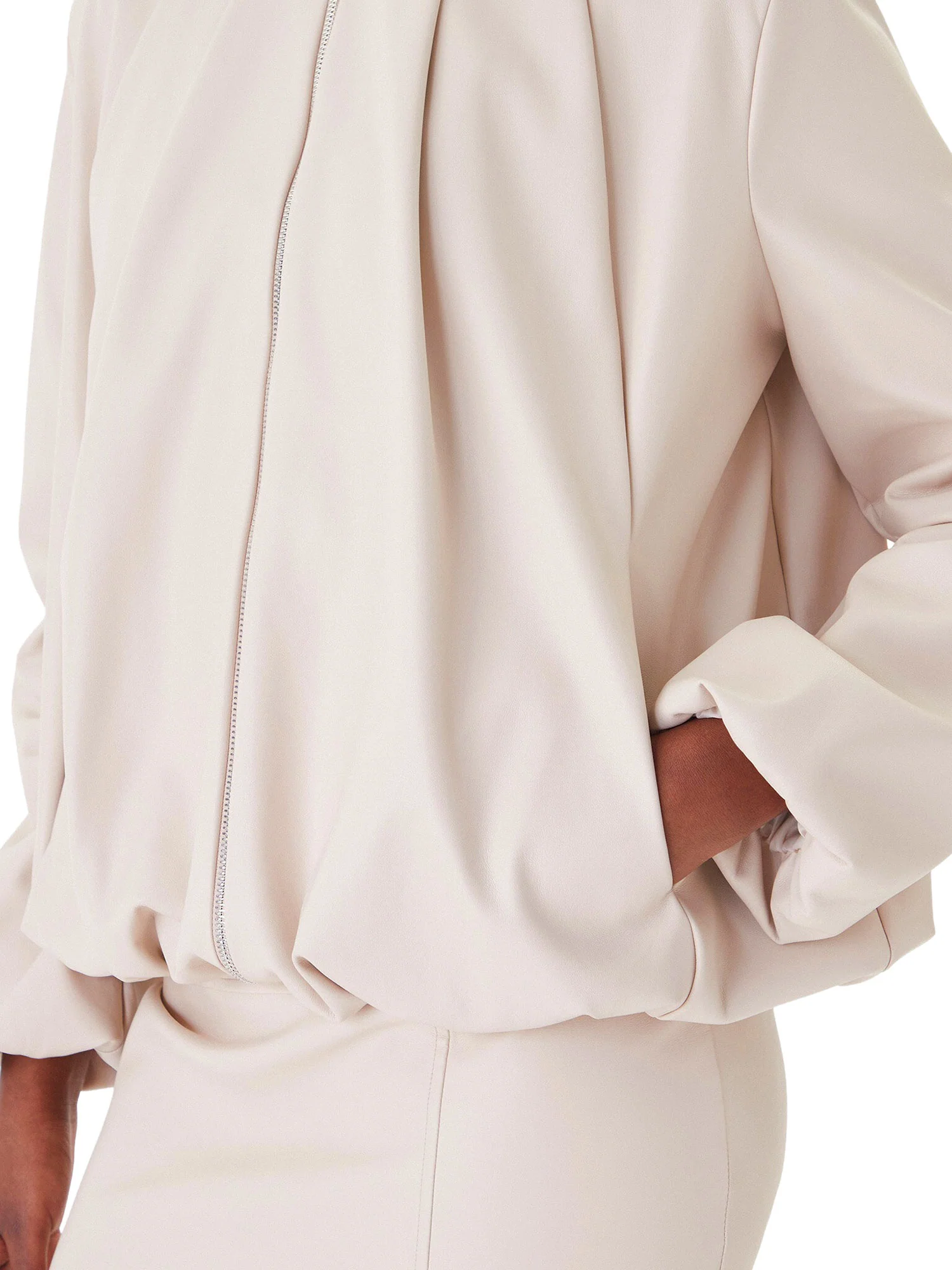 Bomber Rinascimento Donna con zip e maniche a palloncino tortora - Image 4