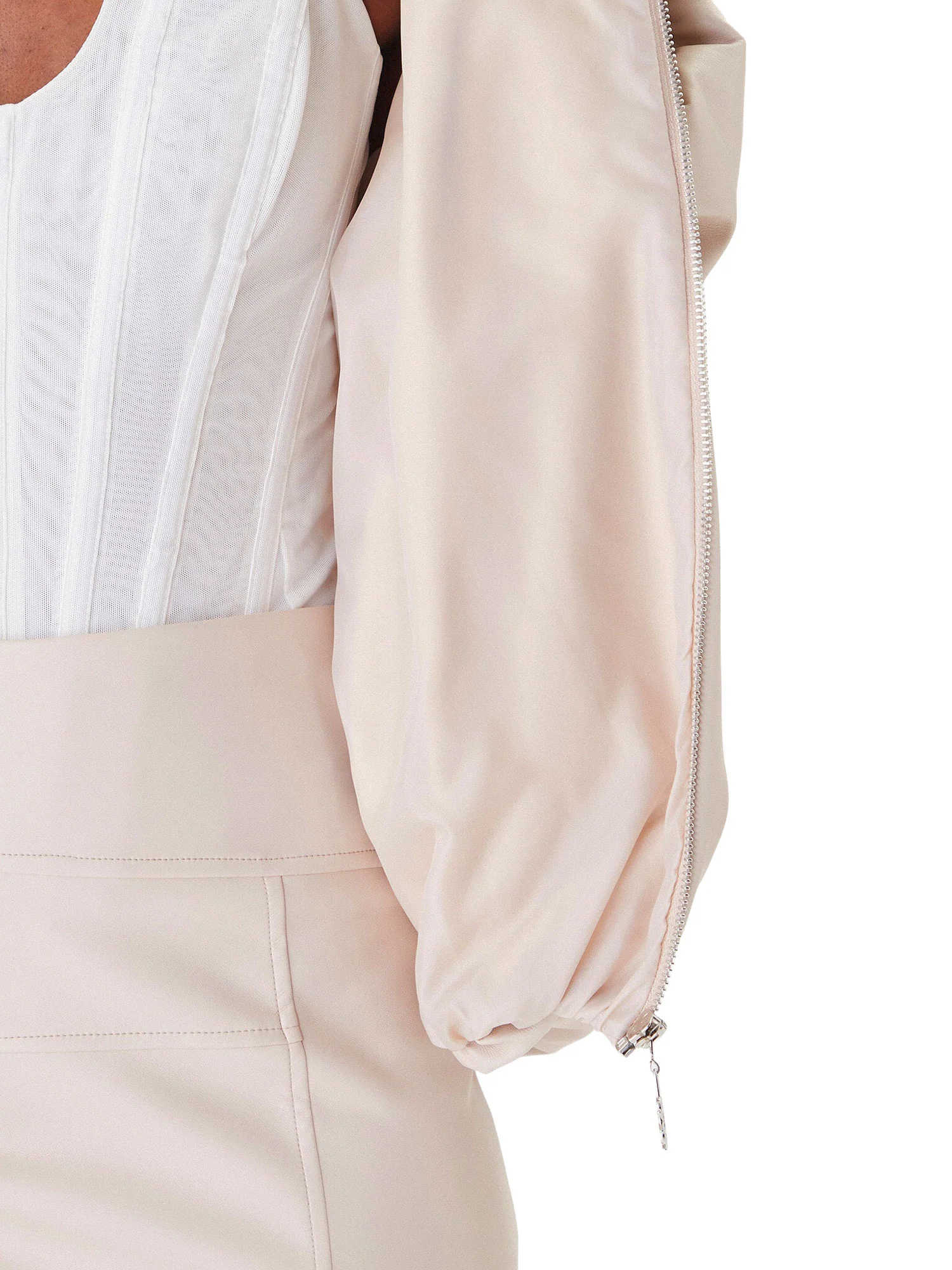 Bomber Rinascimento Donna con zip e maniche a palloncino tortora - Image 5
