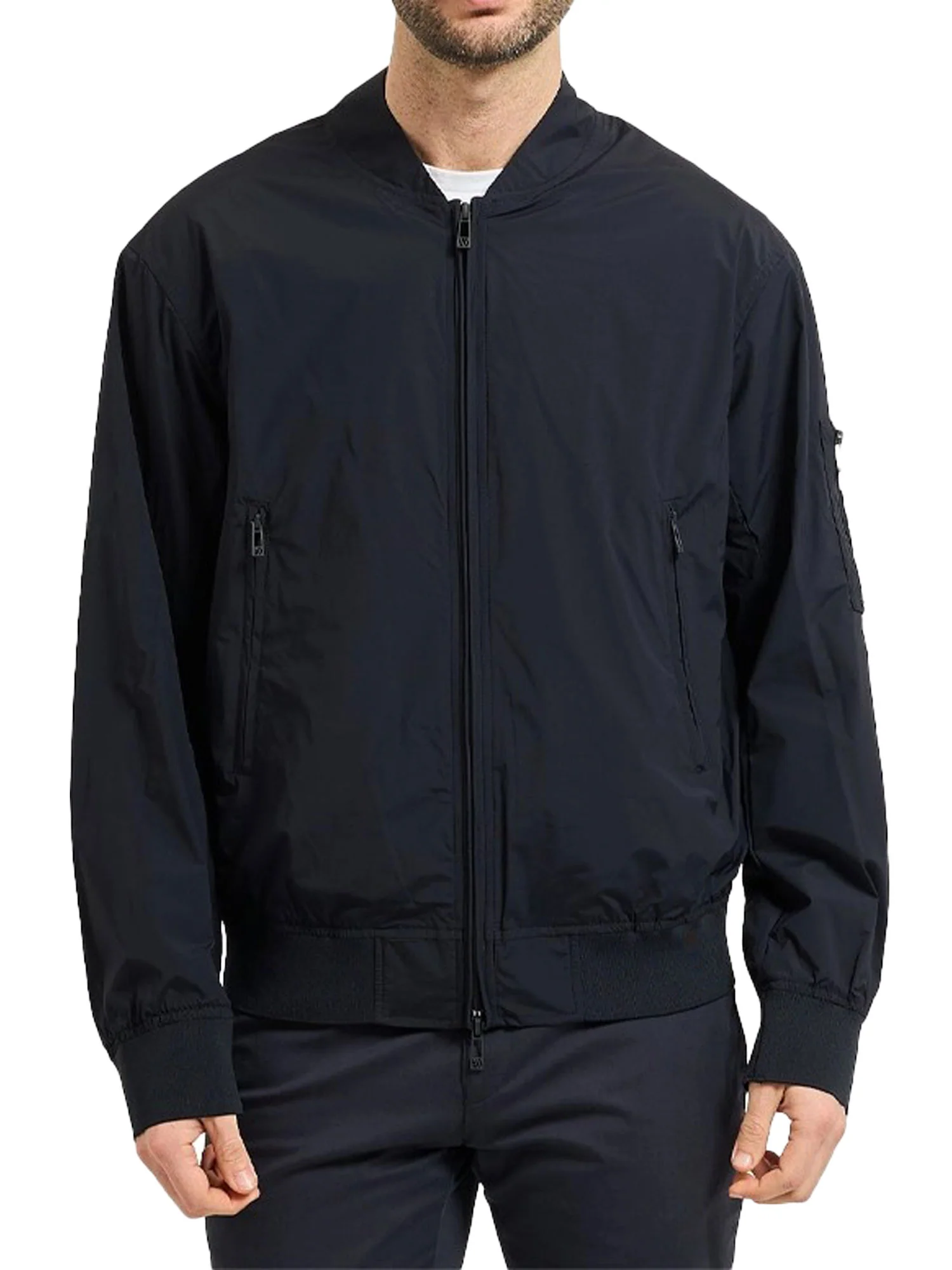 Bomber Armani Exchange uomo Zip Nylon blu