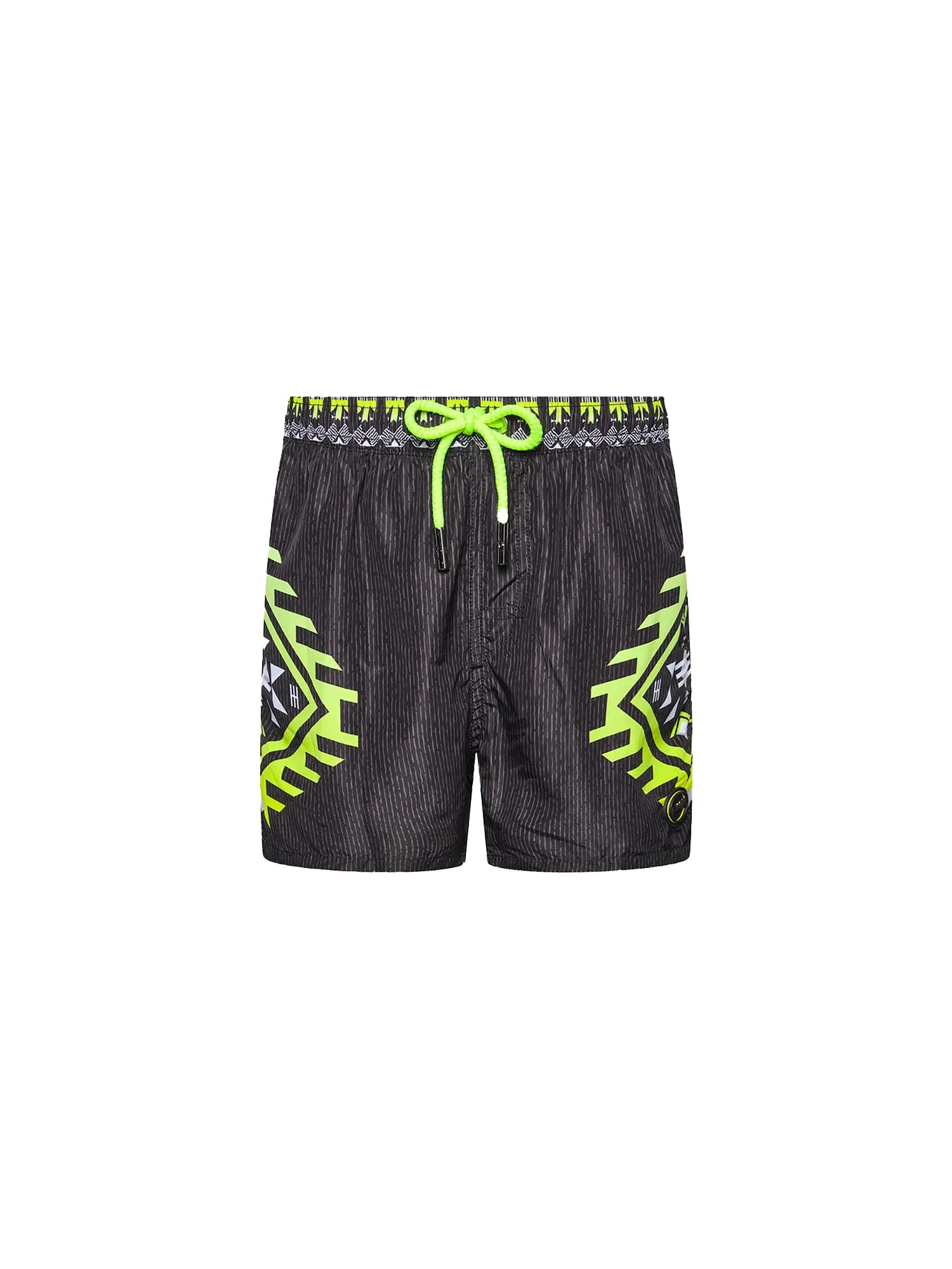 Shorts mare F**k Bambino stampato fantasia nero/giallo fluo