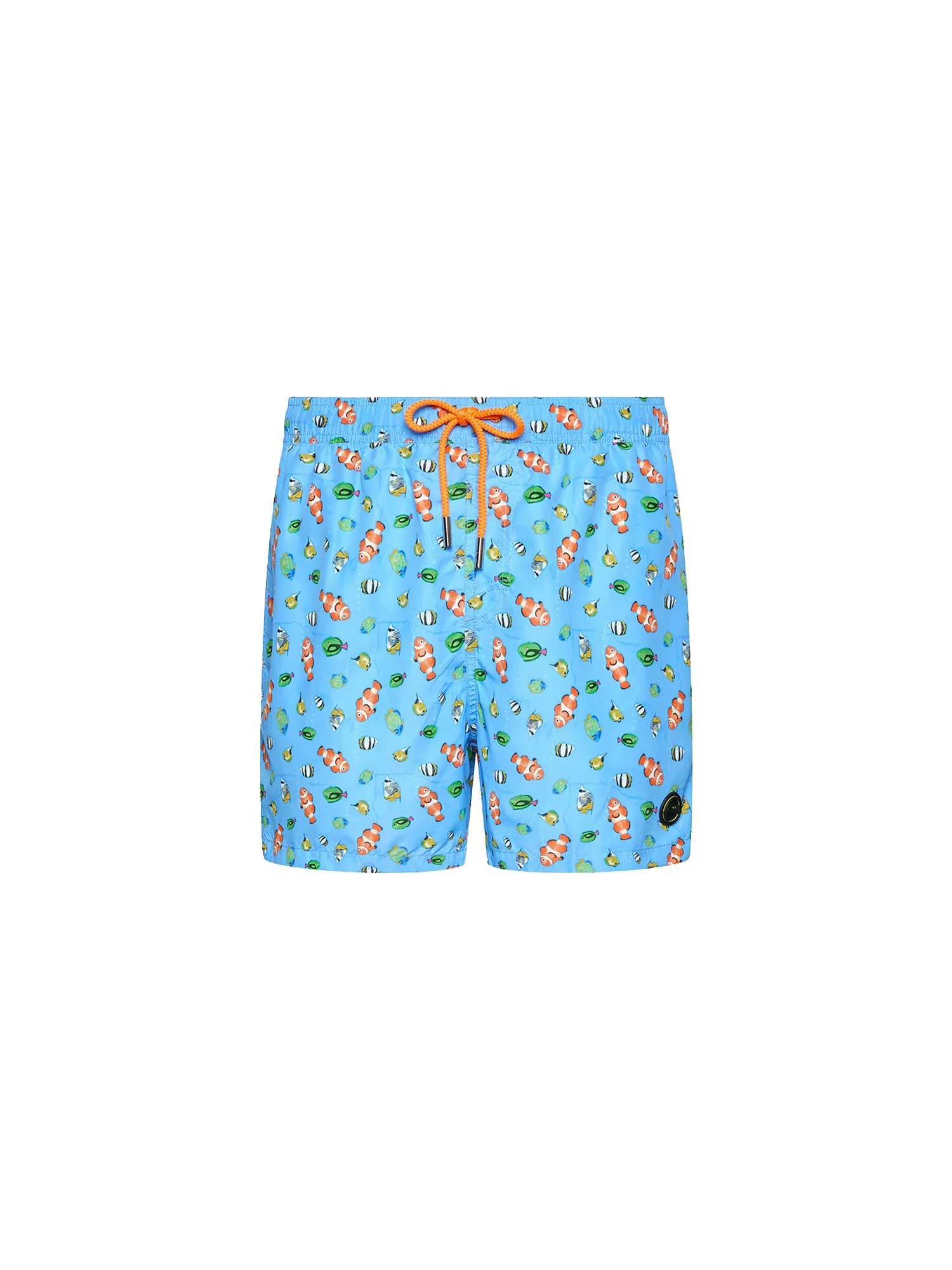 Shorts mare F**k Bambino stampato fantasia pesciolini azzurro