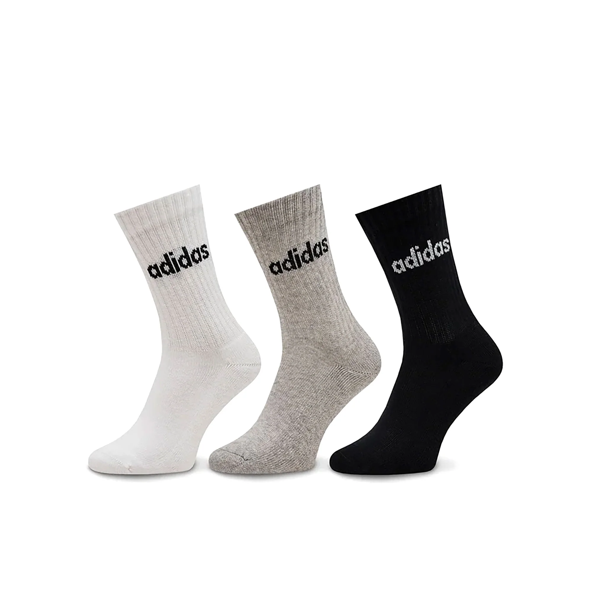 Set tre calzini bambino Adidas Lin Crew grigio/nero/bianco