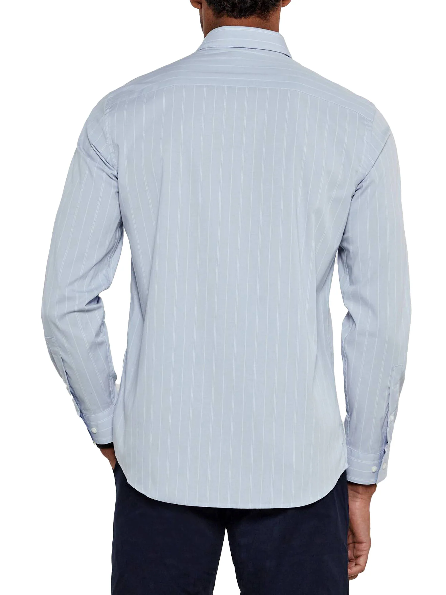 Camicia a righe in popeline celeste - Image 3