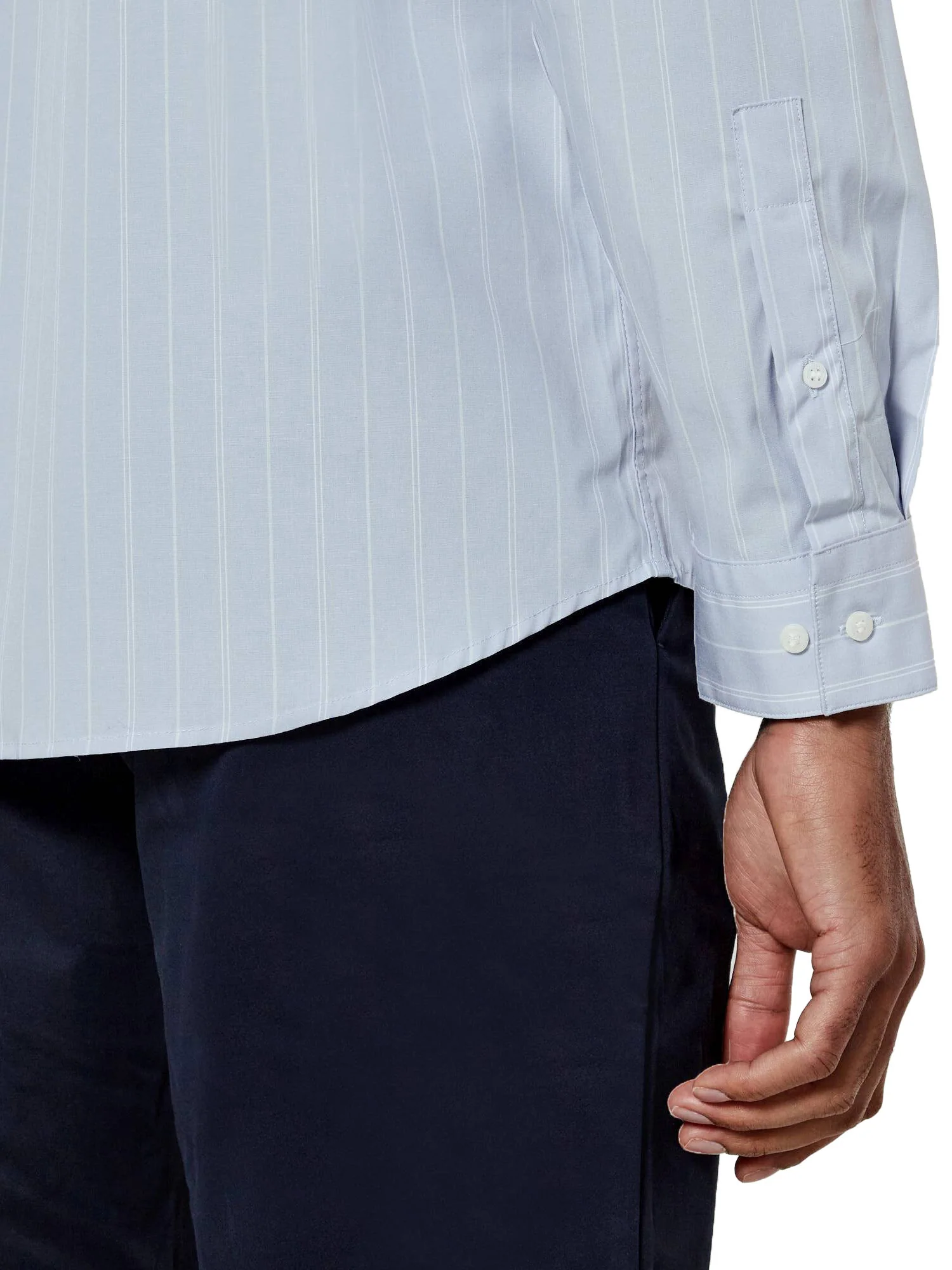 Camicia a righe in popeline celeste - Image 5
