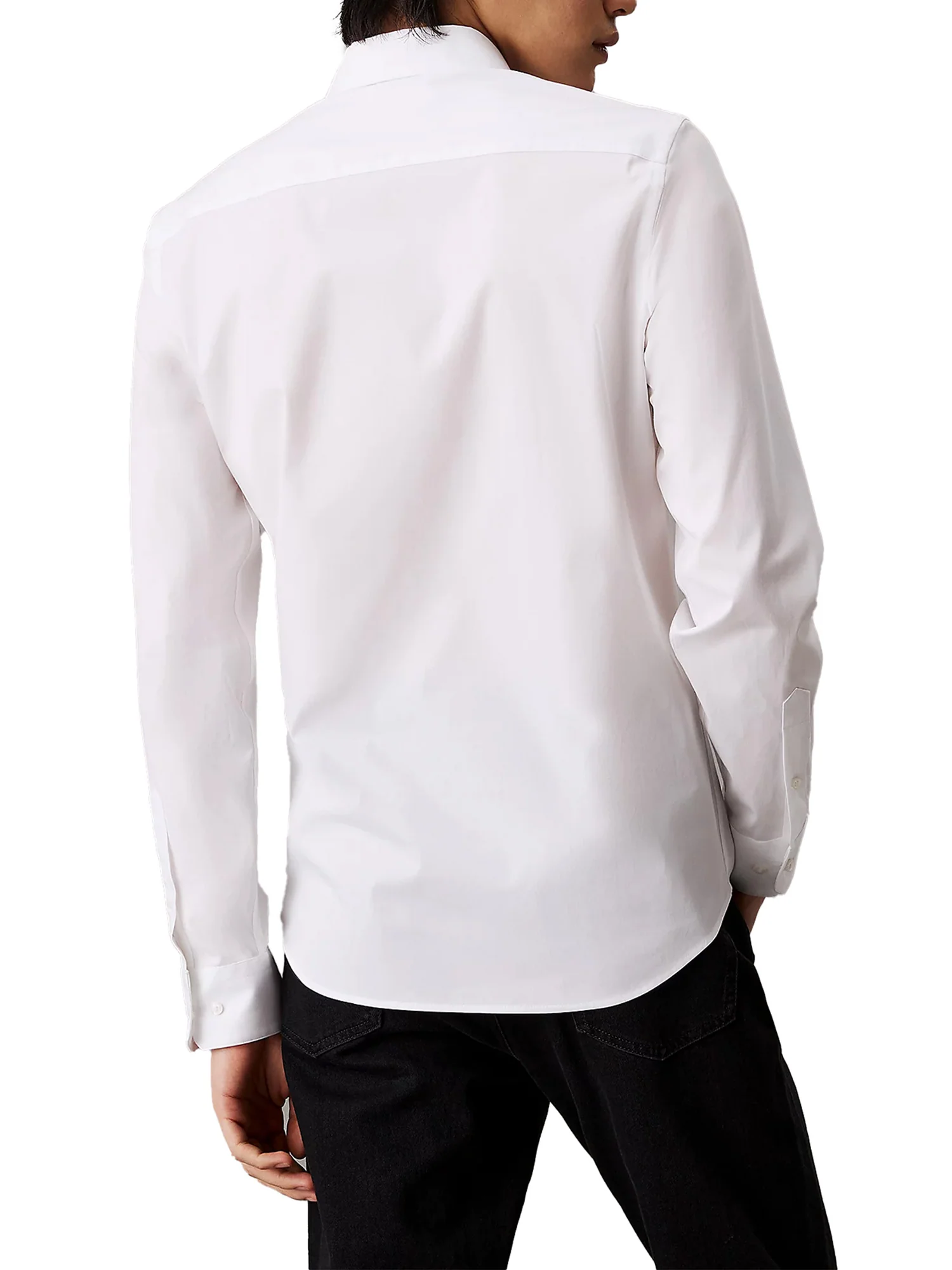 Camicia aderente in popeline elasticizzato bianco - Image 2