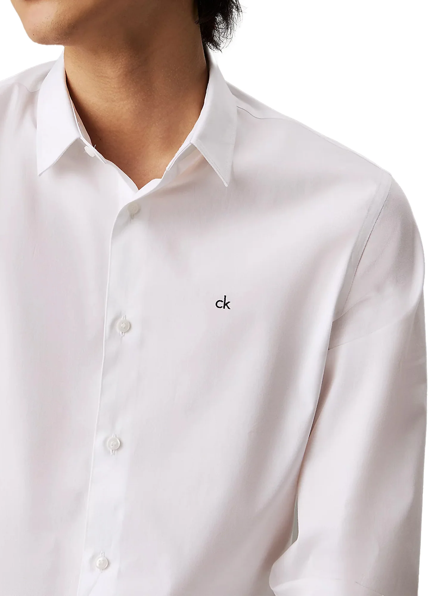 Camicia aderente in popeline elasticizzato bianco - Image 3