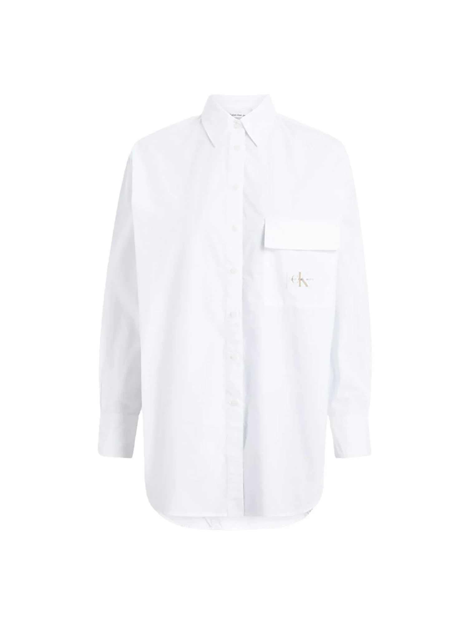 Camicia con maxi tasca frontale bianca