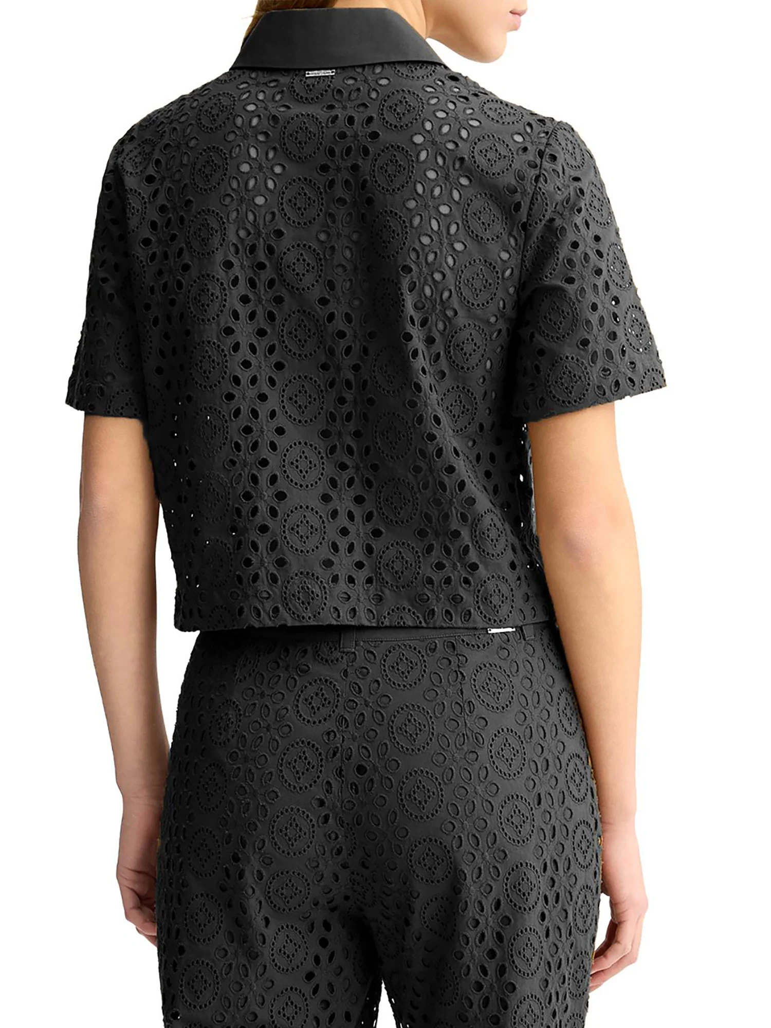 Camicia cropped in sangallo nero - Image 2