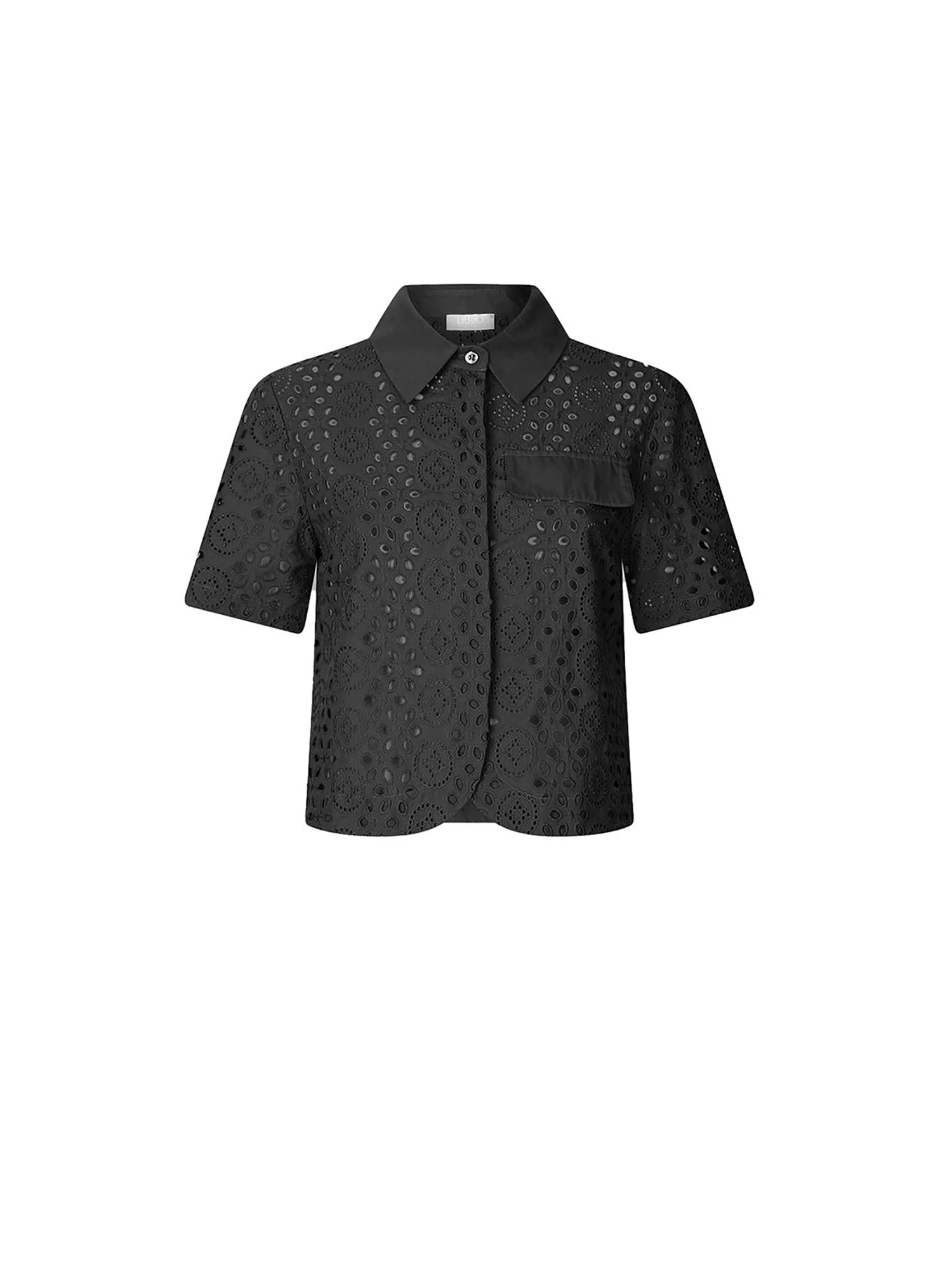 Camicia cropped in sangallo nero - Image 3