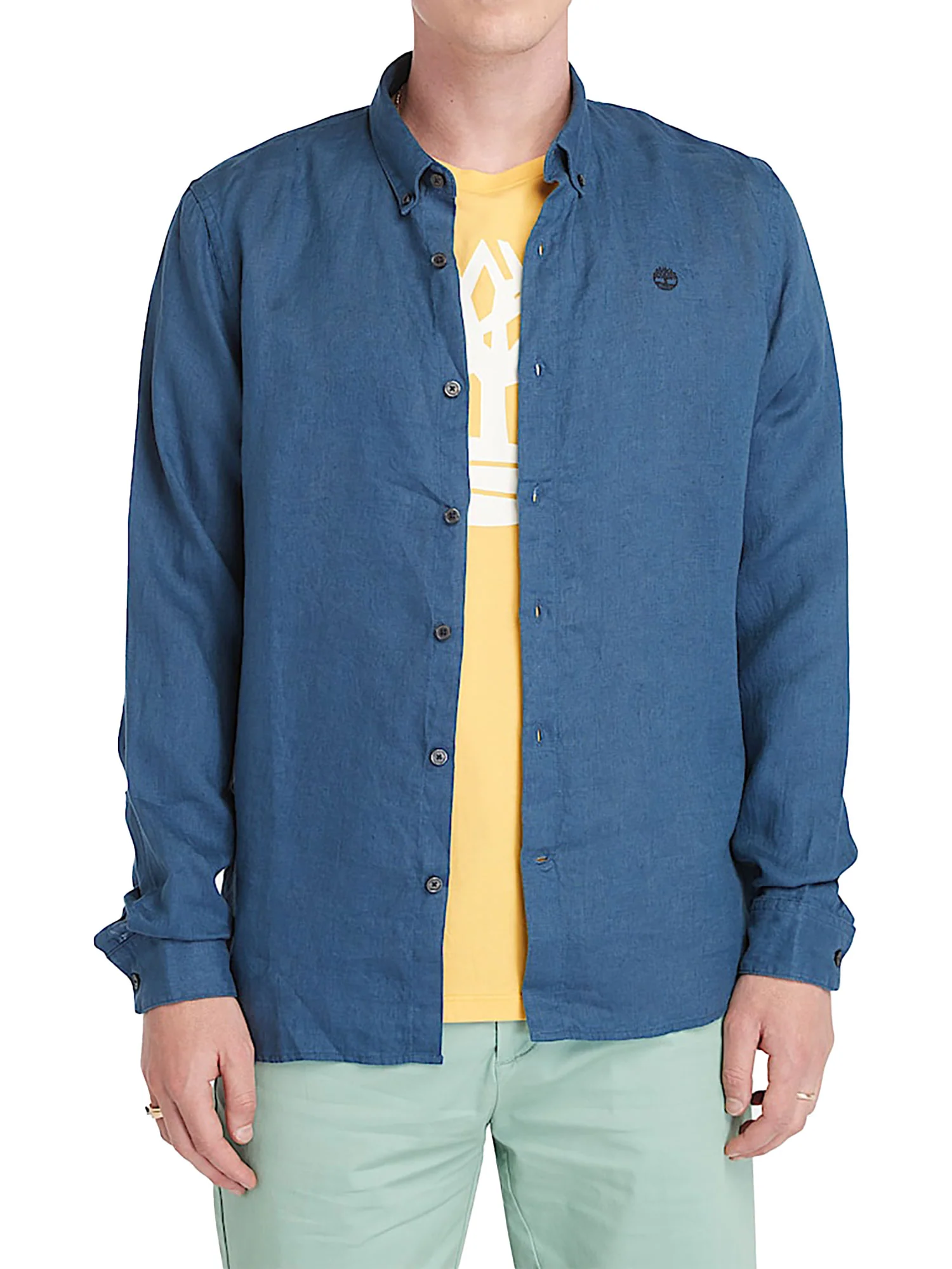 Camicia in lino Mill Brook blu denim