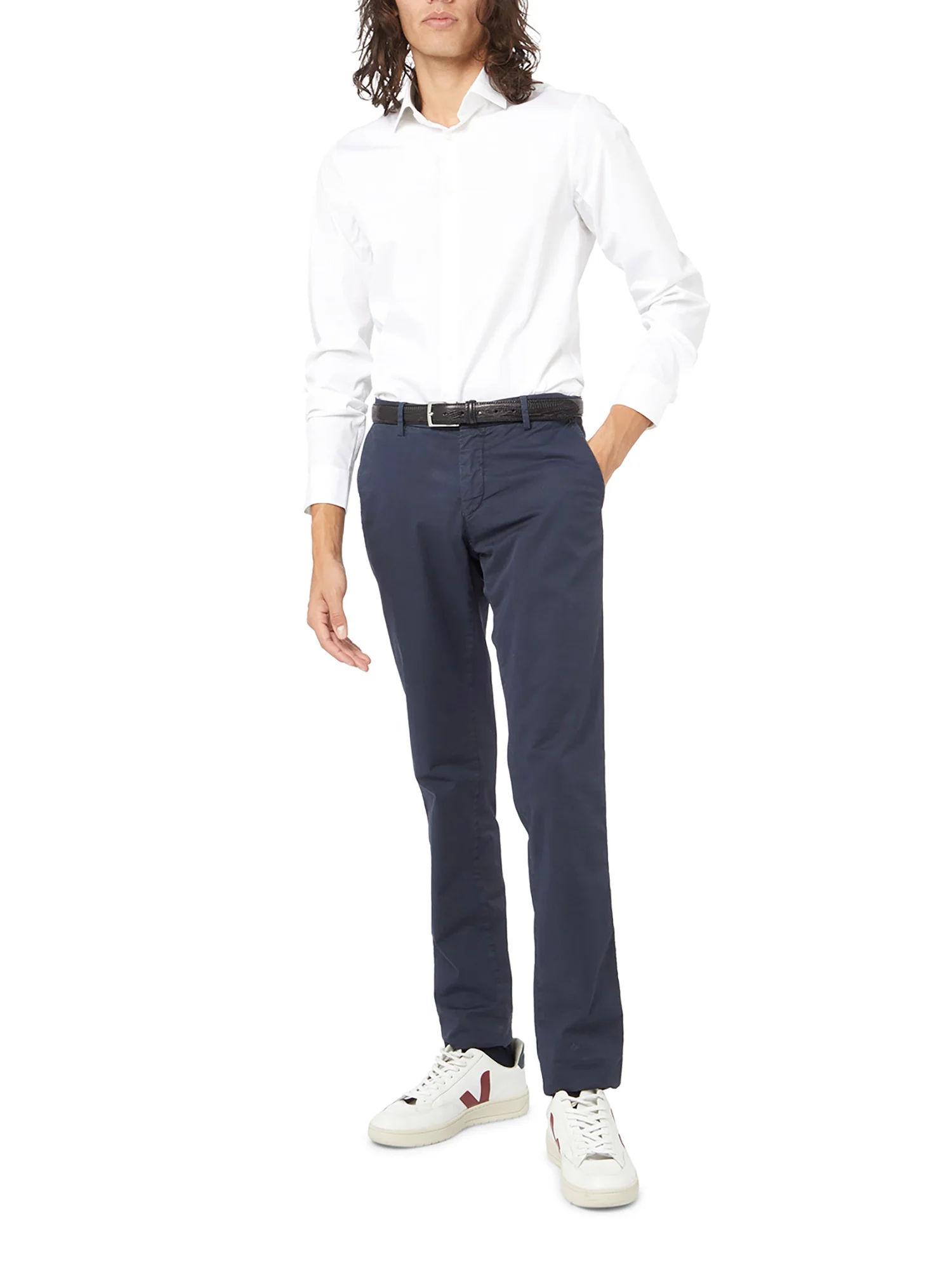 Camicia in popeline slim bianco - Image 3