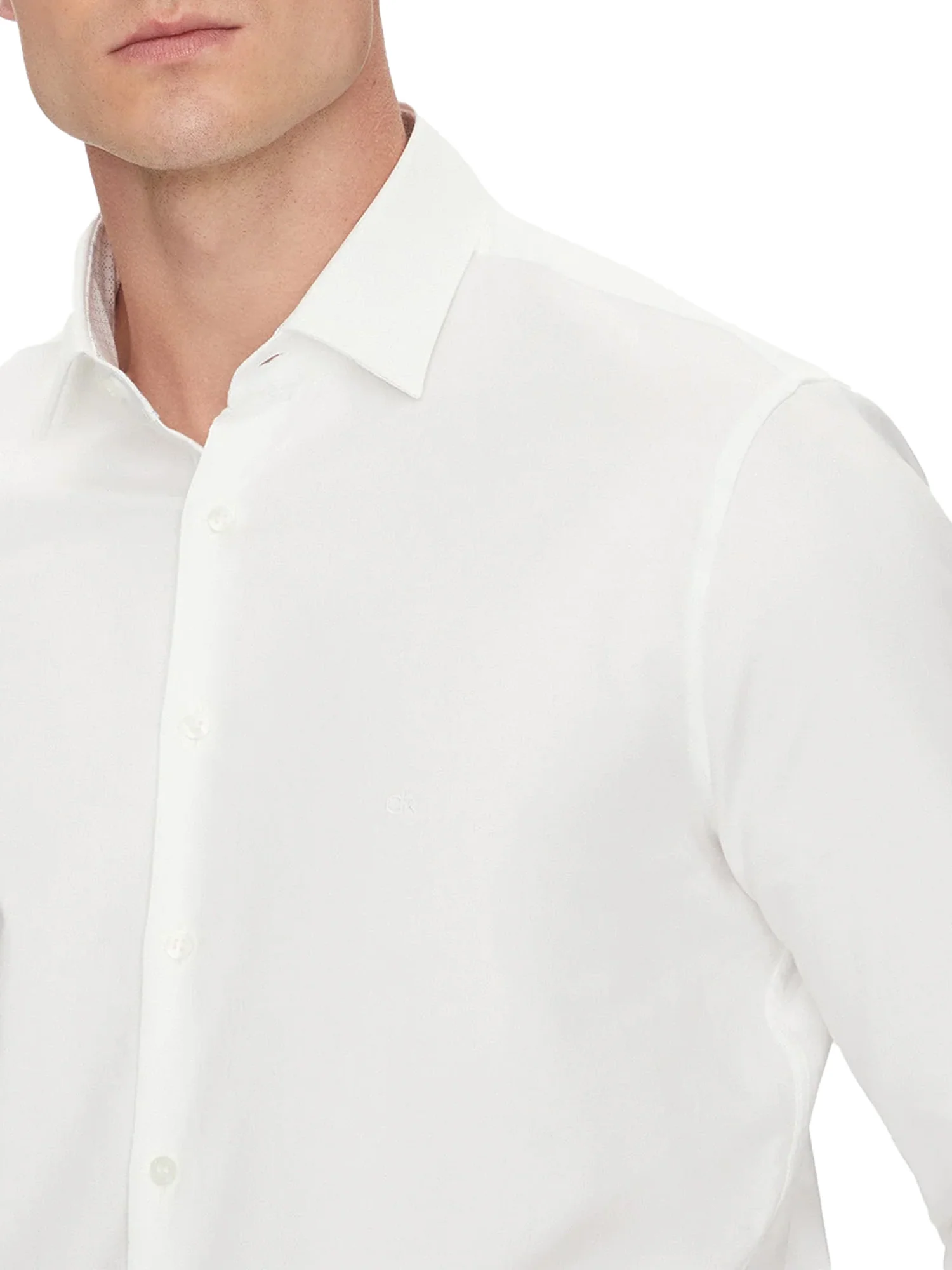 Camicia manica lunga slim print contrast twill bianco - Image 3
