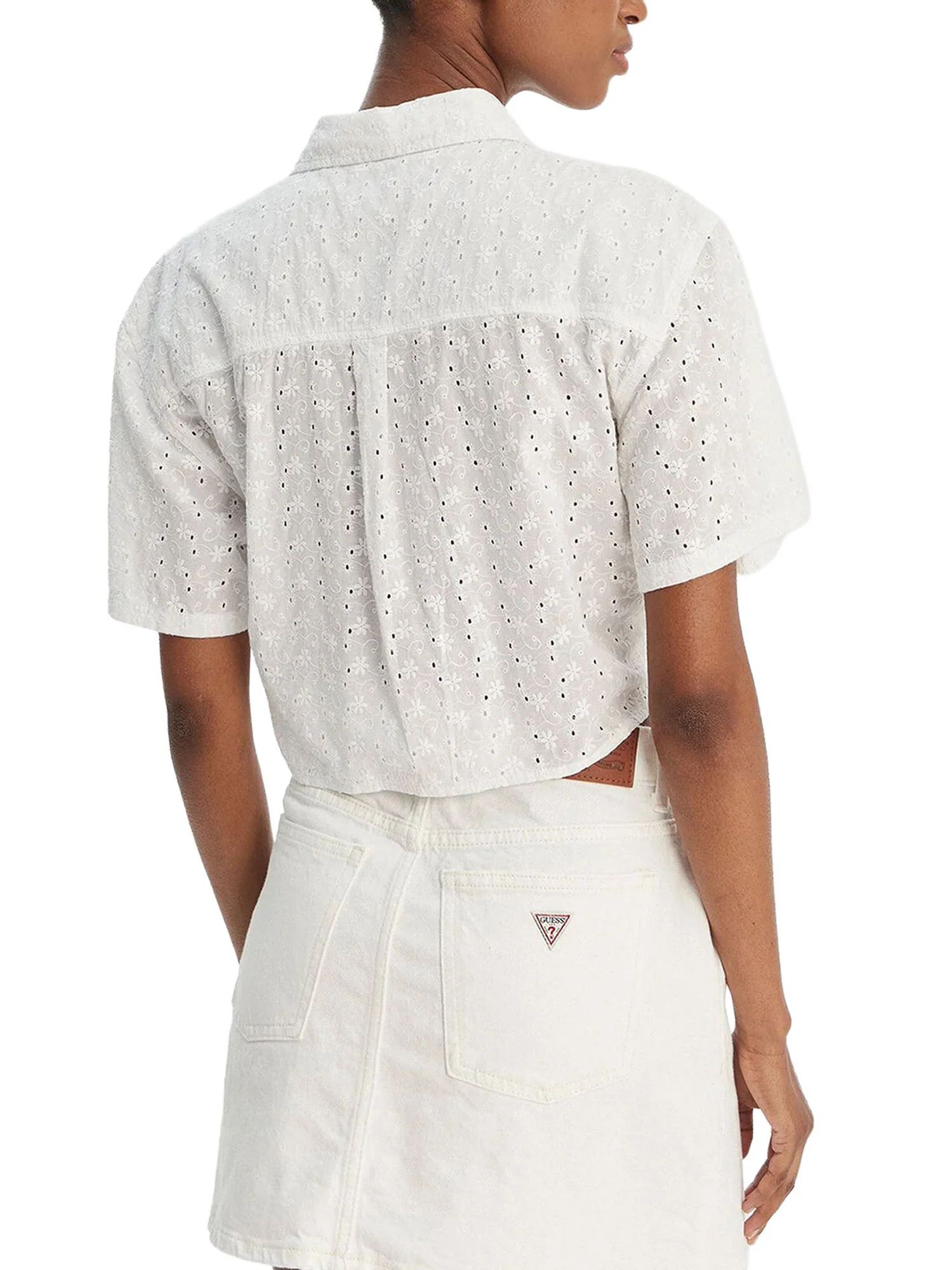 Camicia Guess donna manica corta Cropped Tie bianco - Image 2