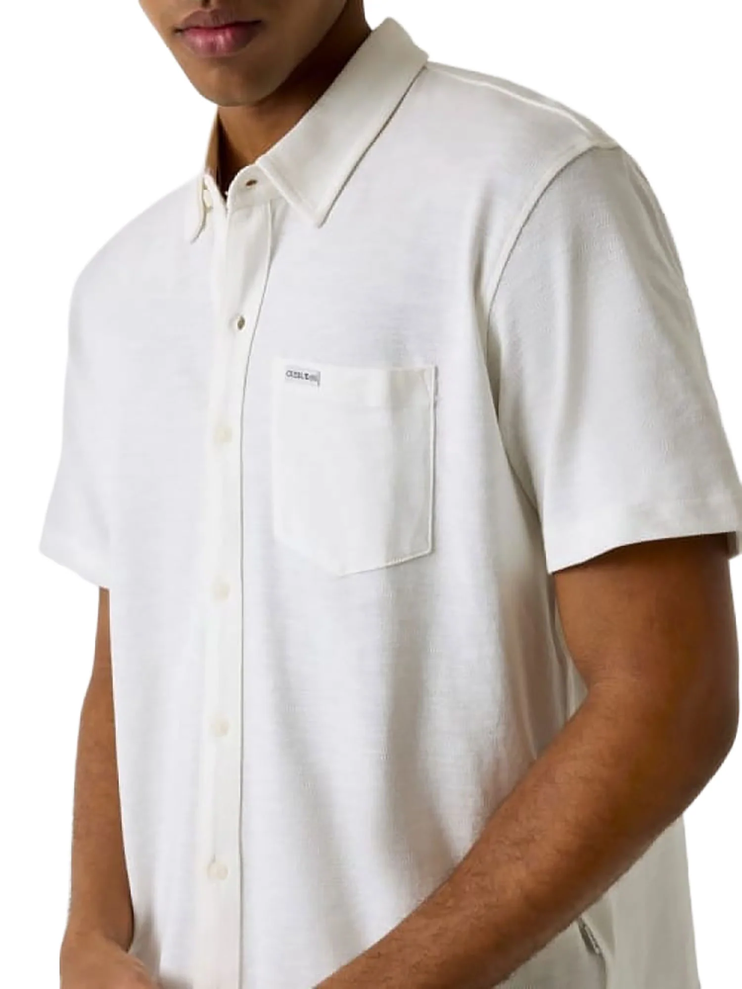Camicia Guess uomo manica corta Slub Piquet bianco - Image 3