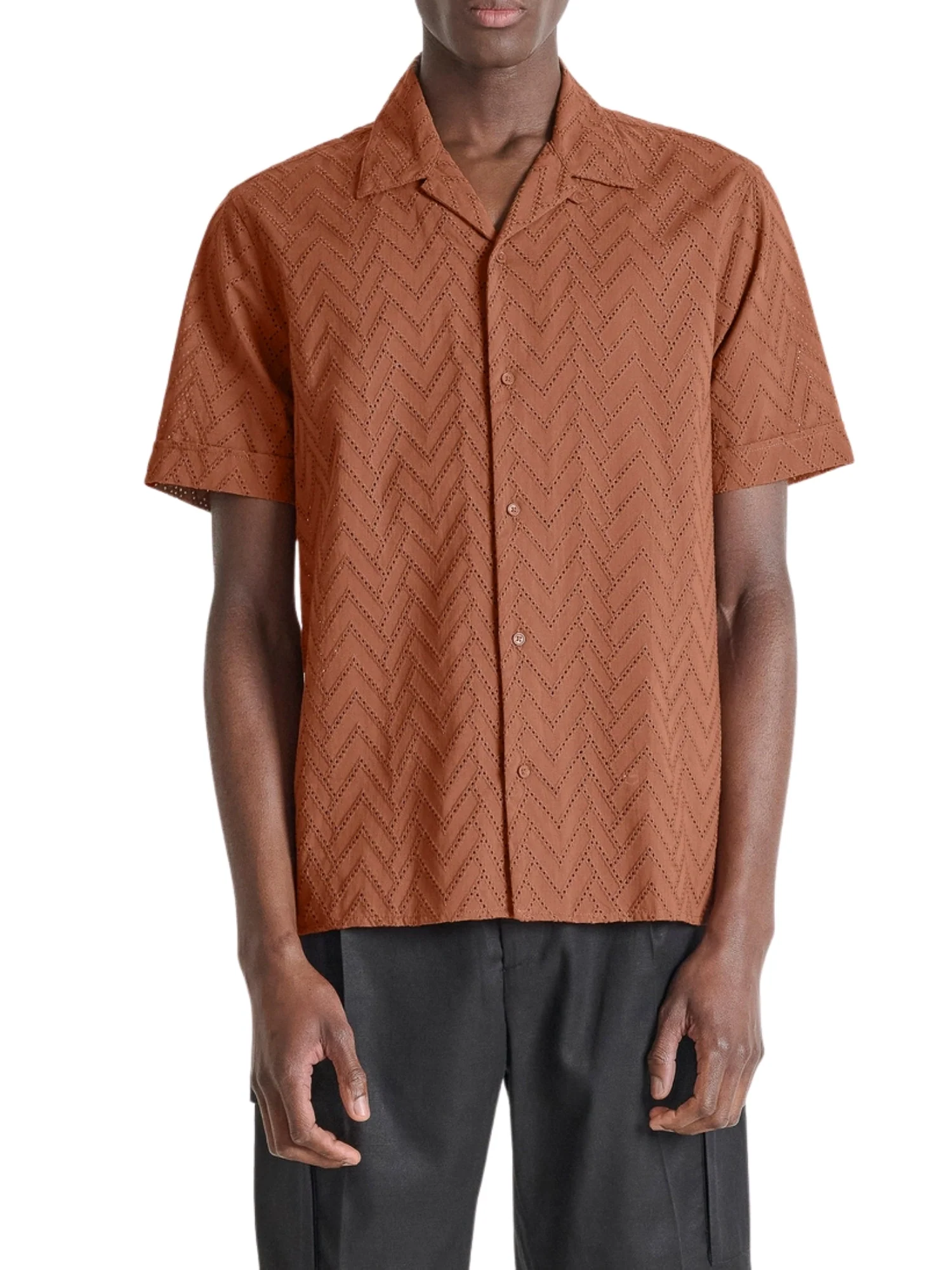 Camicia con maniche corte Antony Morato uomo modello Honolulu relaxed ruggine