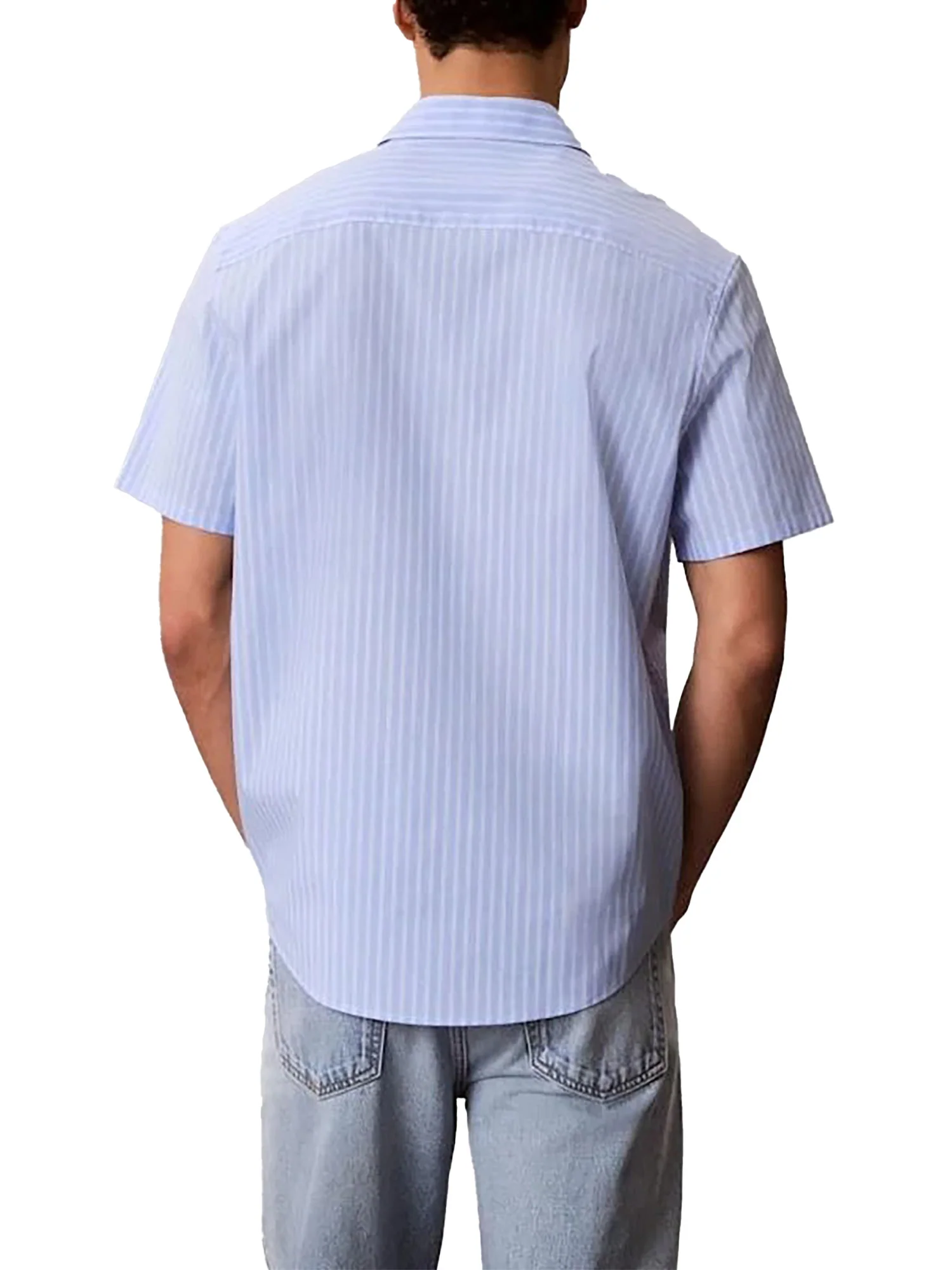 Camicia Calvin Klein uomo manica corta multi Pinstripe celeste - Image 2