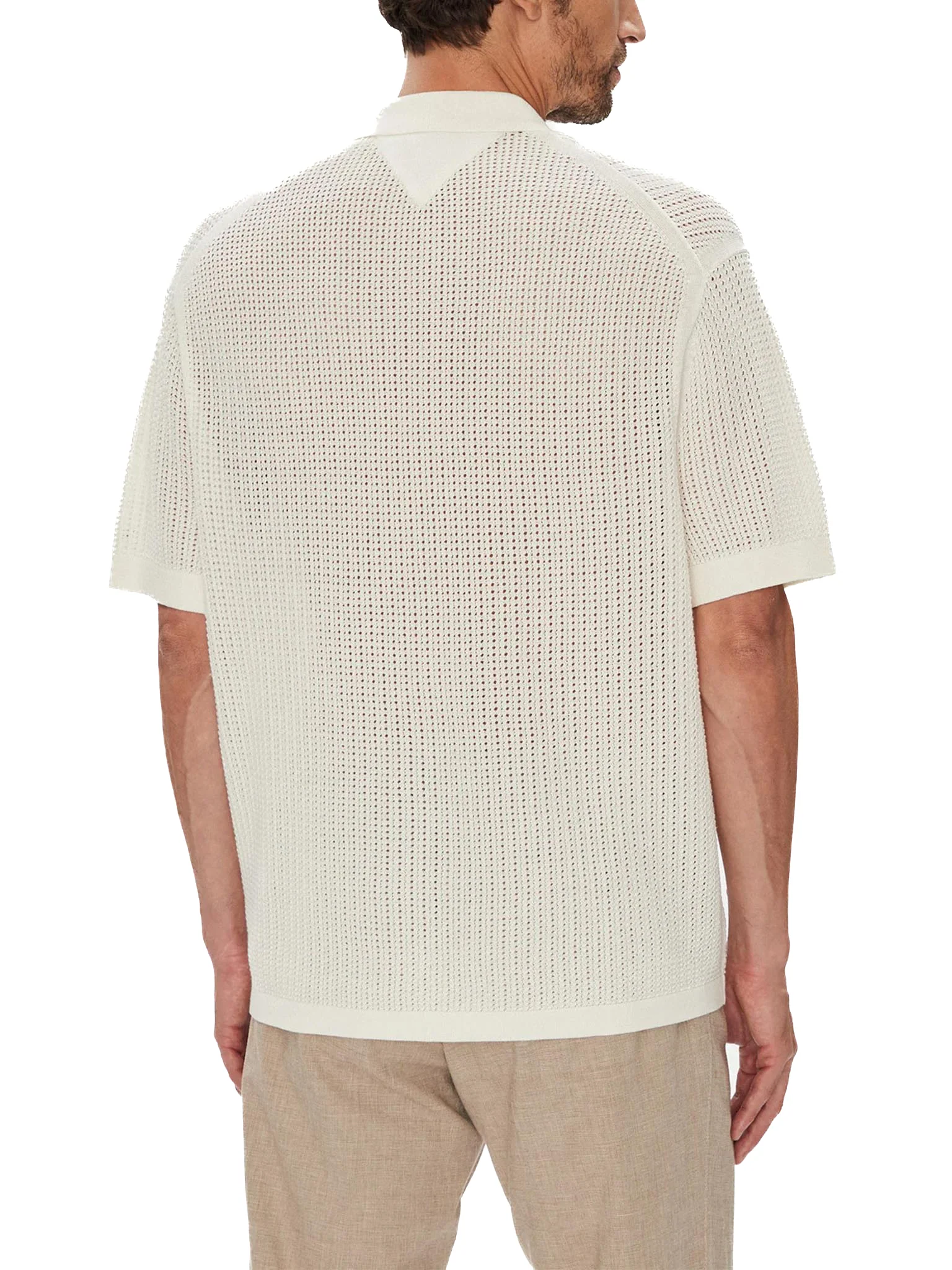 Camicia polo in maglia Tommy Hilfiger avorio - Image 2