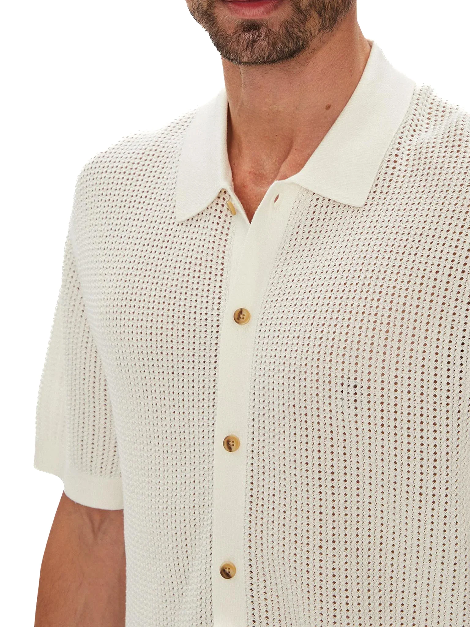 Camicia polo in maglia Tommy Hilfiger avorio - Image 3