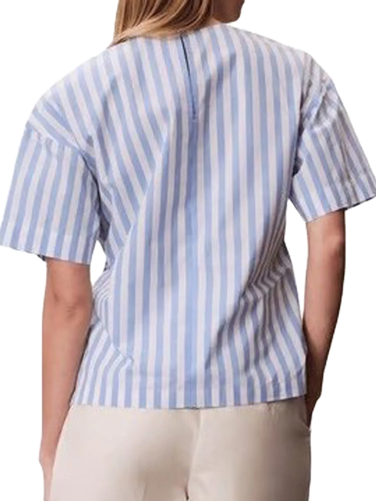 Camicia Calvin Klein Donna mc yarndye popeline
 celeste\bianco - Image 4