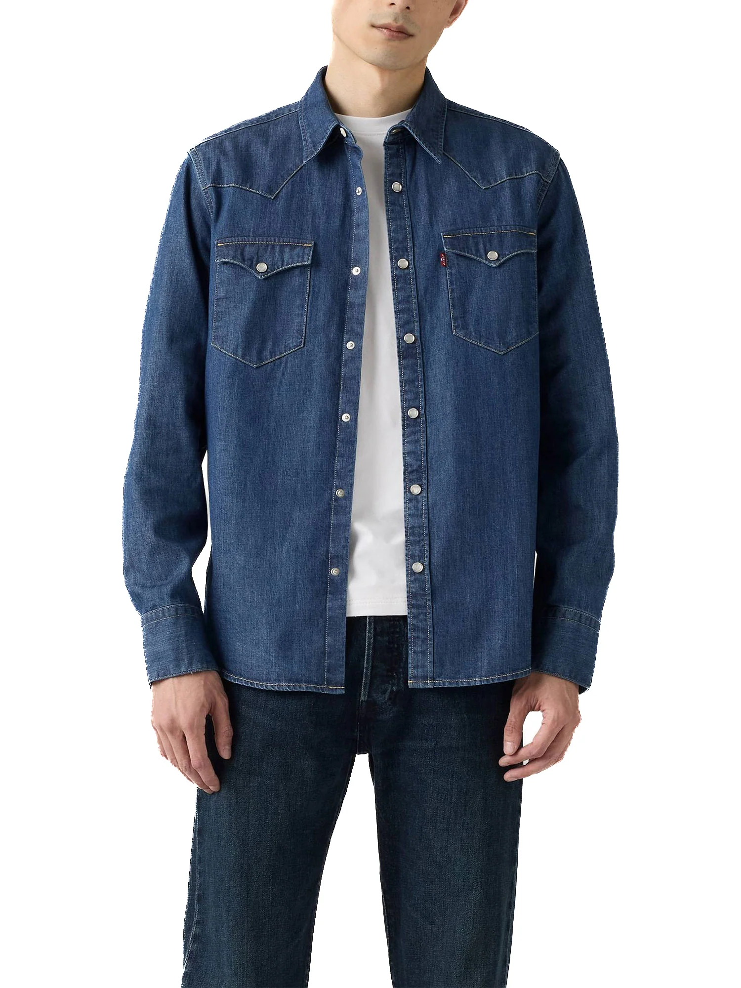 Camicia maniche lughe Barston Western denim medio