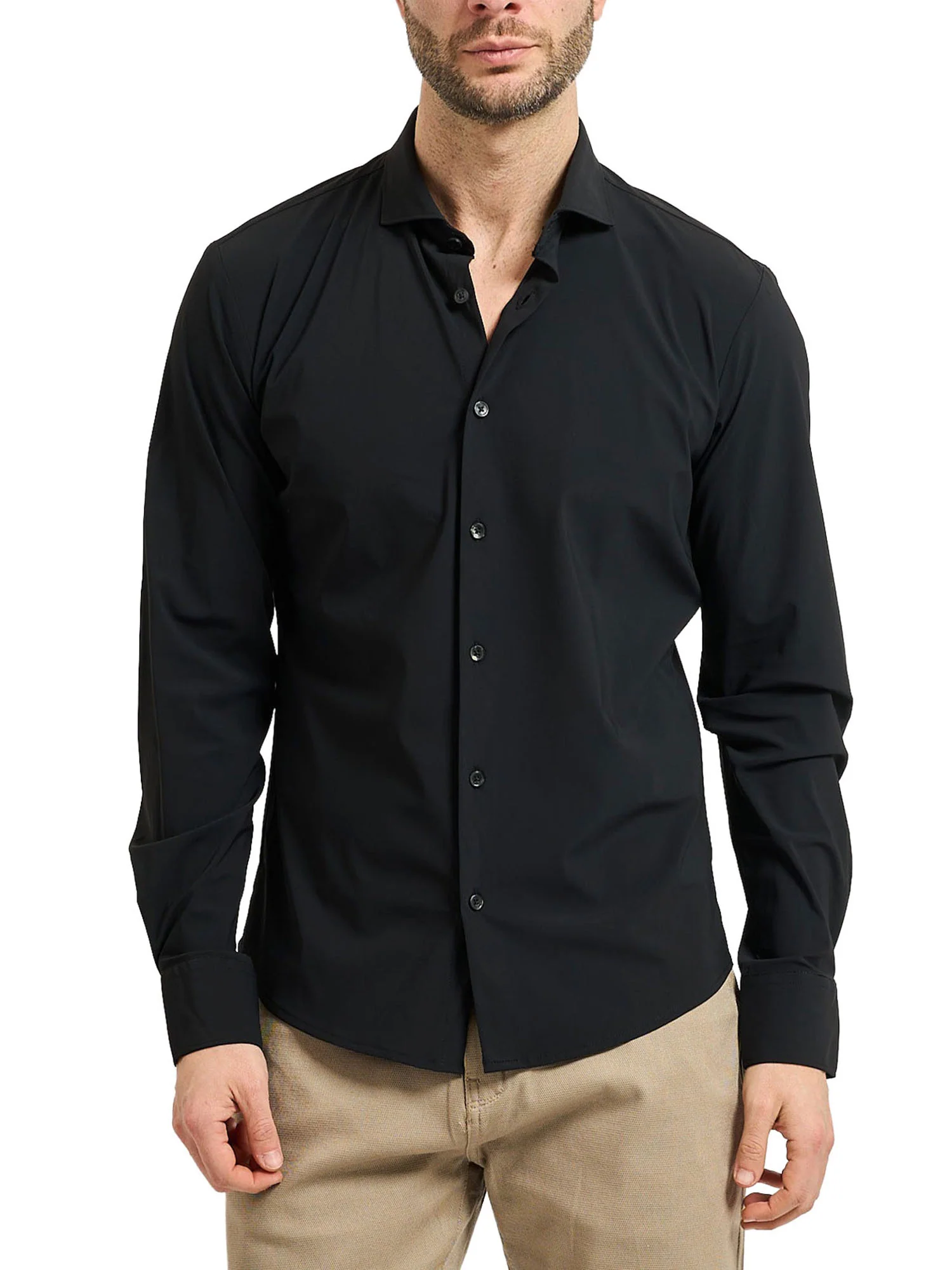 Camicia Yes Zee Uomo a manica lunga cf poly
 nero