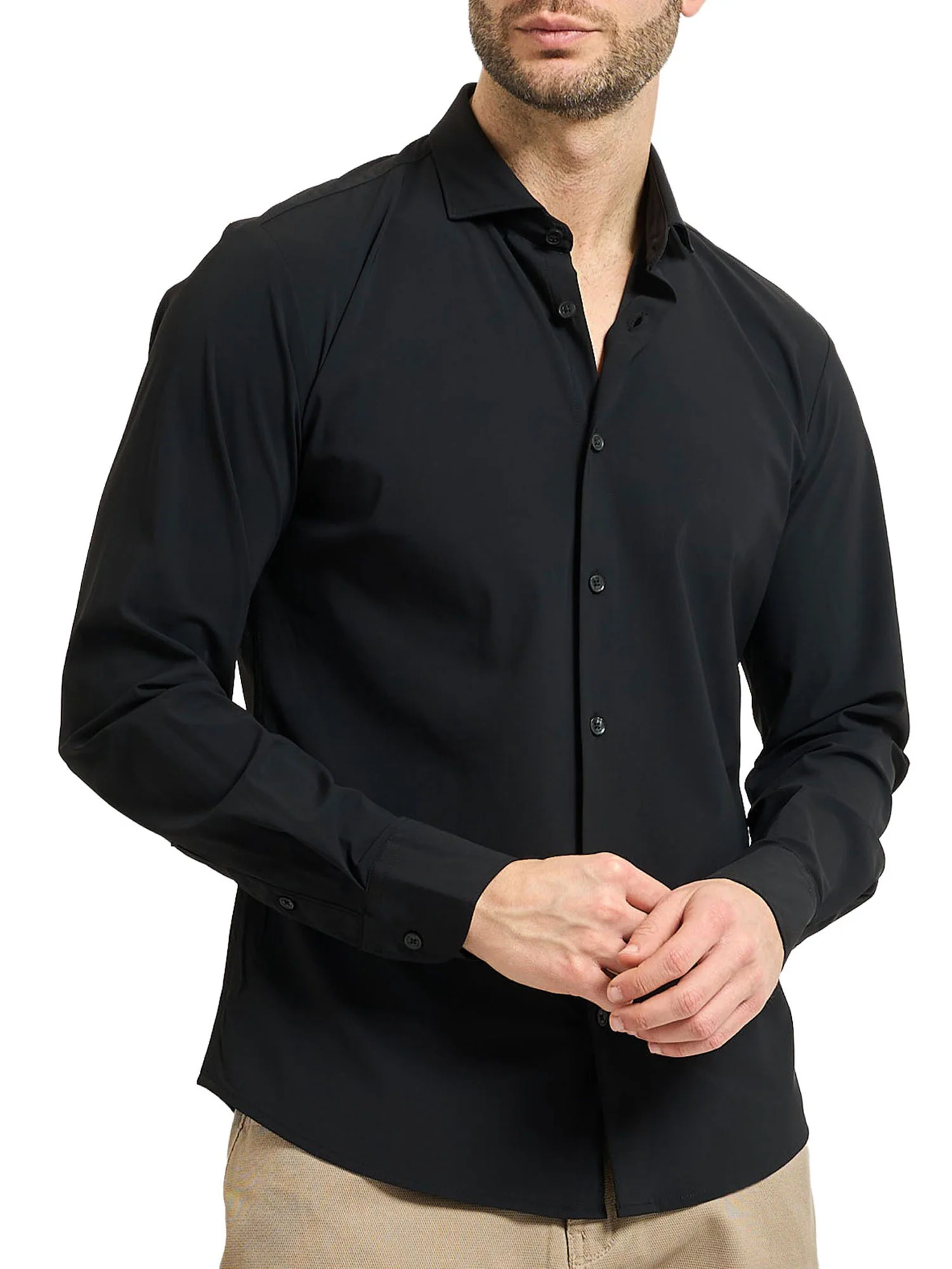 Camicia Yes Zee Uomo a manica lunga cf poly
 nero - Image 3