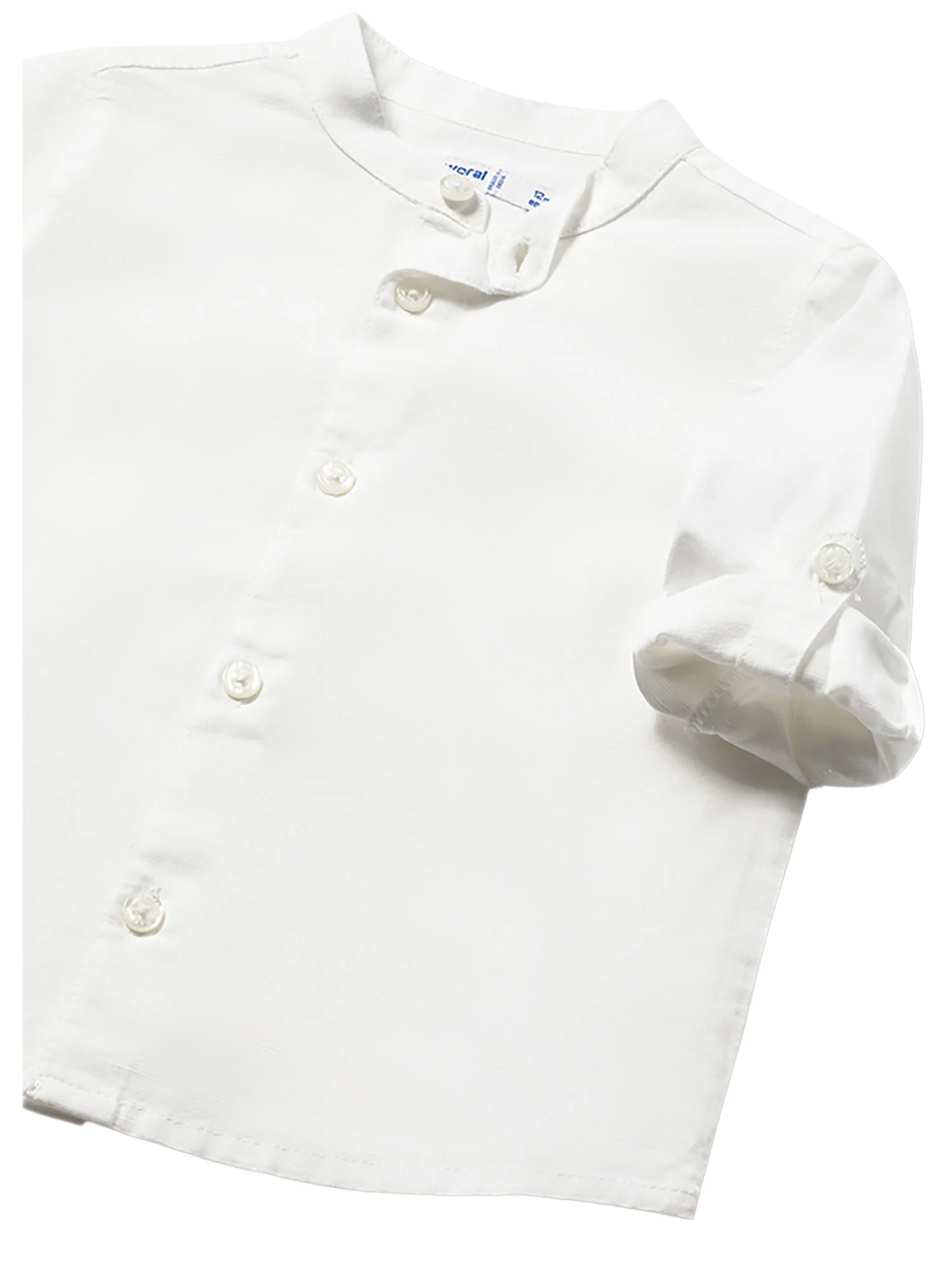 Camicia Mayoral neonato colletto alla coreana in lino bianco - Image 3