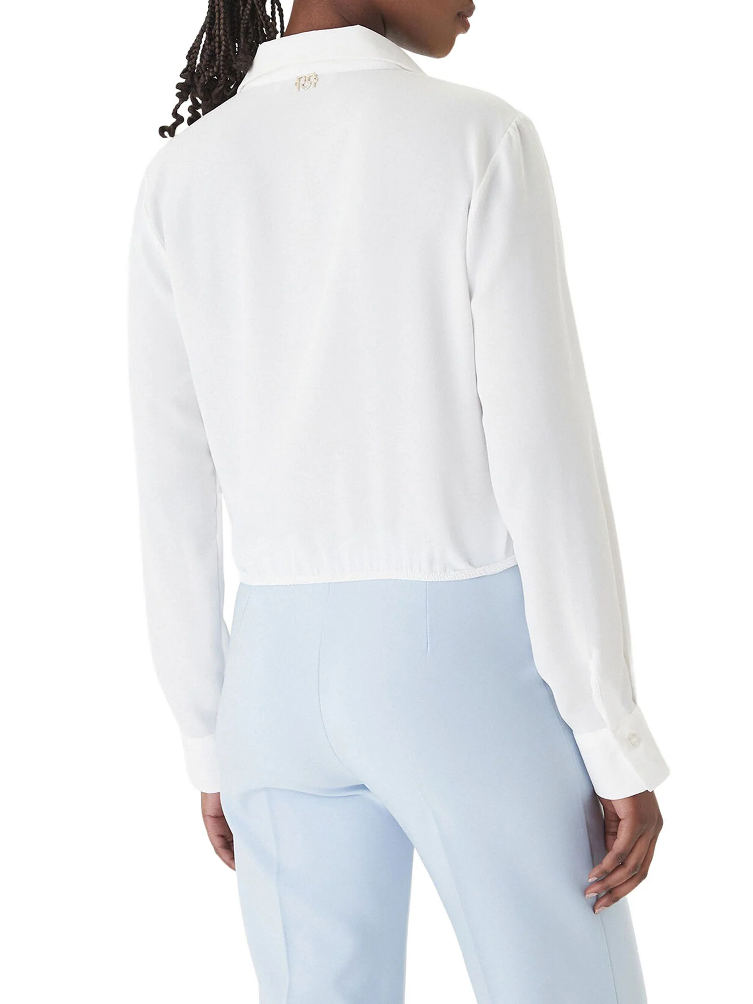 Camicia Rinascimento Doonna crop con elastico sul fondo panna - Image 2