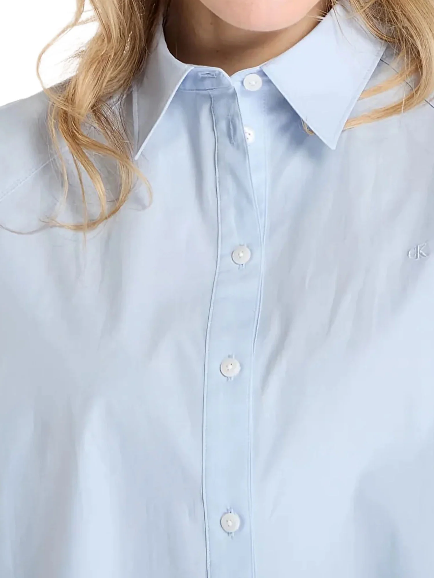 Camicia Calvin Klein Donna ml crop solid boxy
 Celeste - Image 3