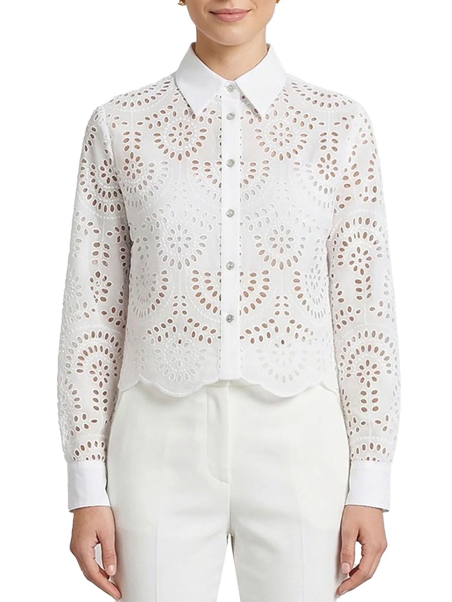 Camicia Mark up donna manica lunga crop spacchi laterali panna