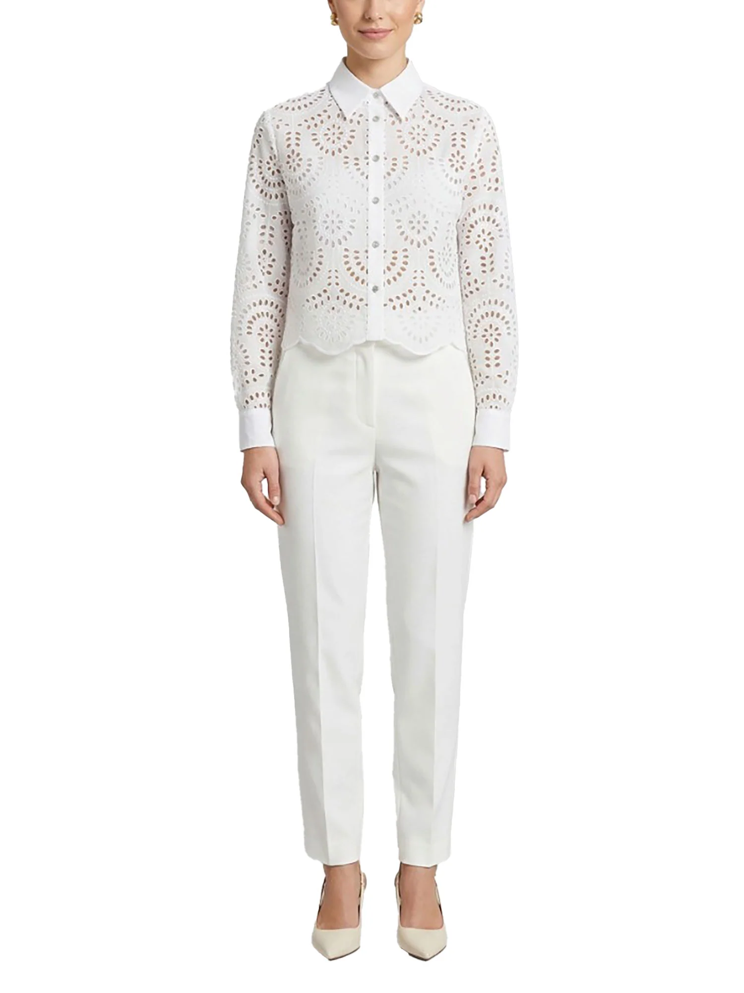 Camicia Mark up donna manica lunga crop spacchi laterali panna - Image 3