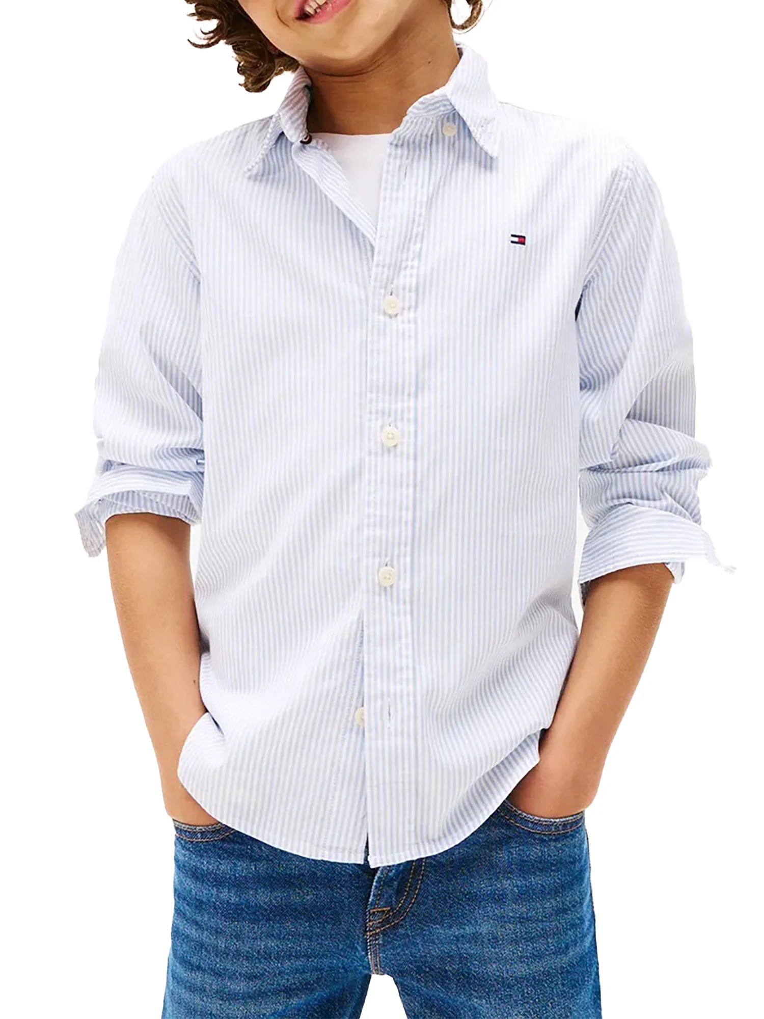 Camicia Tommy Hilfigher Bambino flex ithaca celeste multi - Image 2