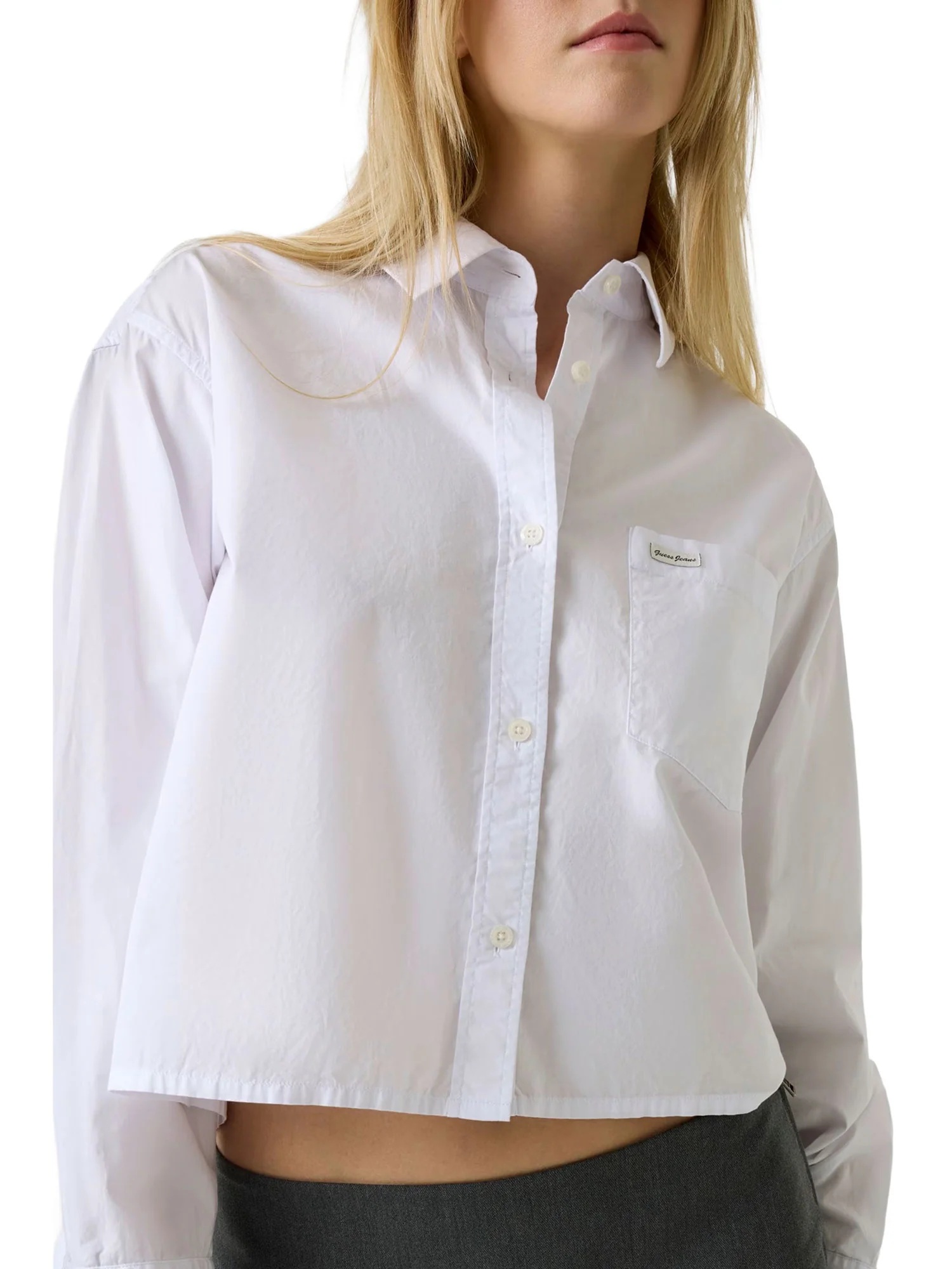 Camicia Guess donna manica lunga Cropped bianco - Image 3