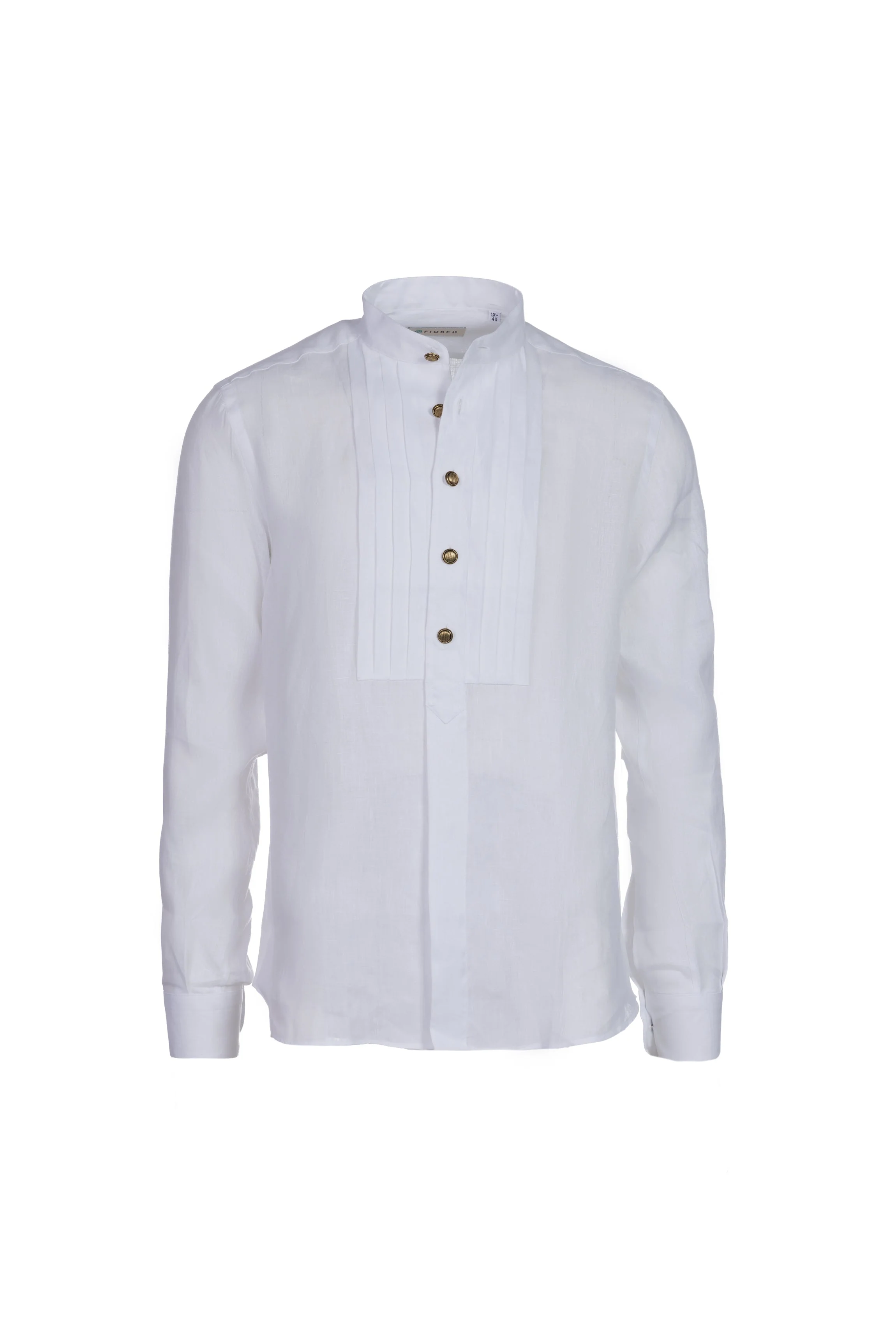 Camicia lino collo coreana verde bianco