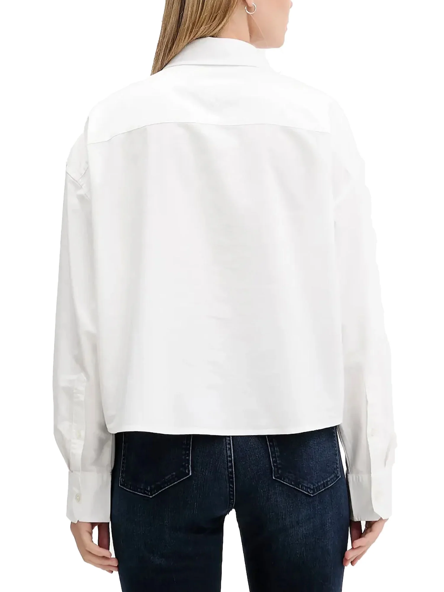 Camicia Tommy Jeans donna ovs crop Oxford logo ricamato sul colletto bianco - Image 2