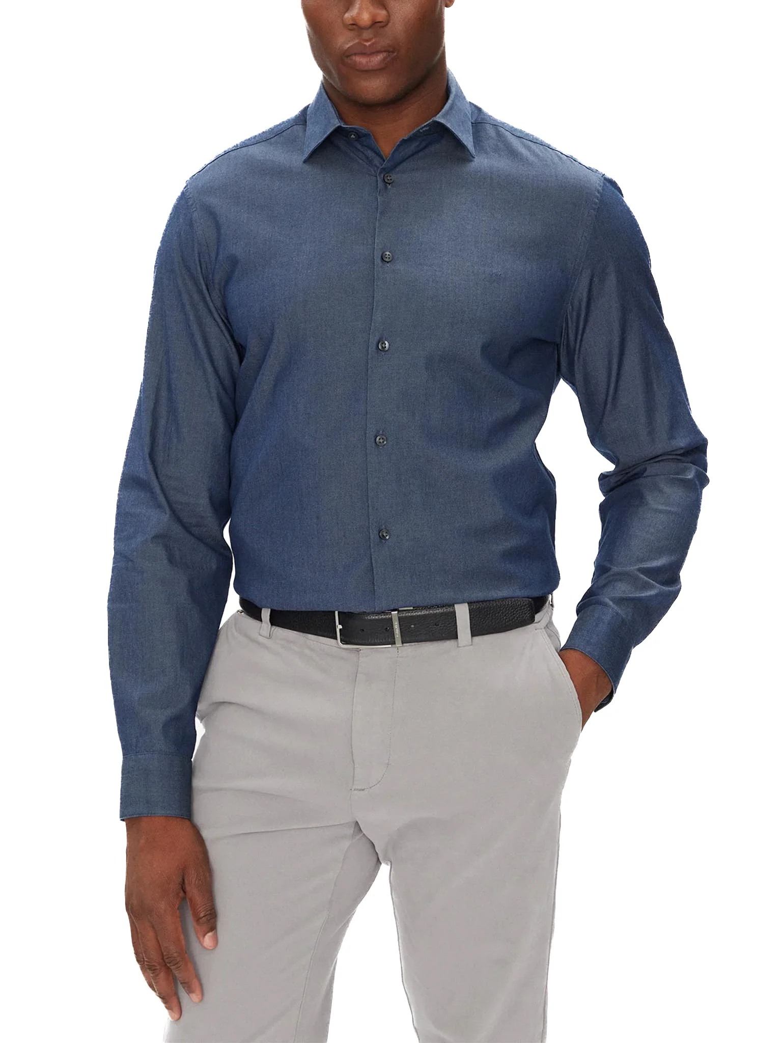 Camicia Calvin Klein reular fit in Denim Blu