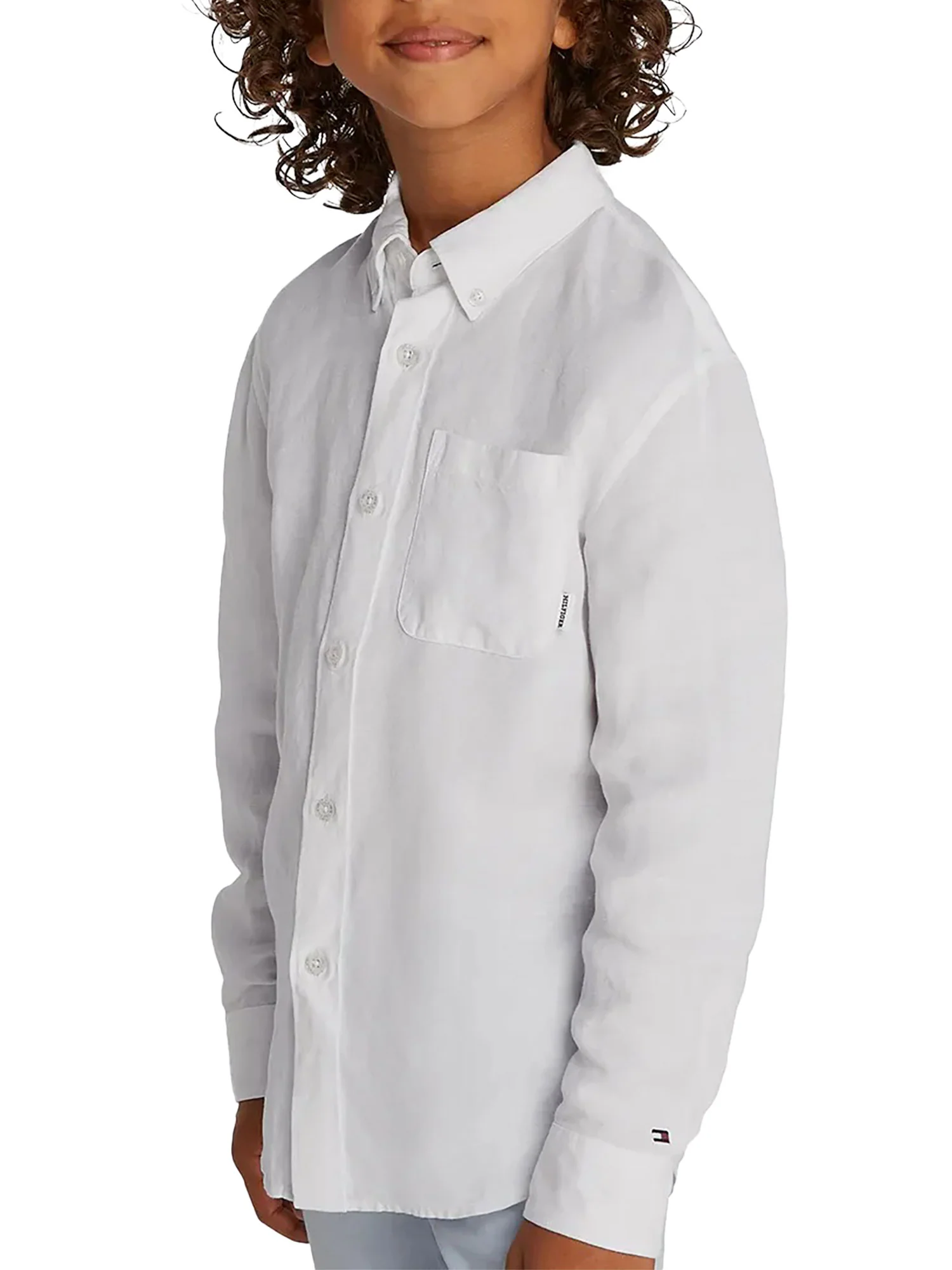 Camicia Tommy Hilfigher Bambino relaxed linen blend bianco - Image 3