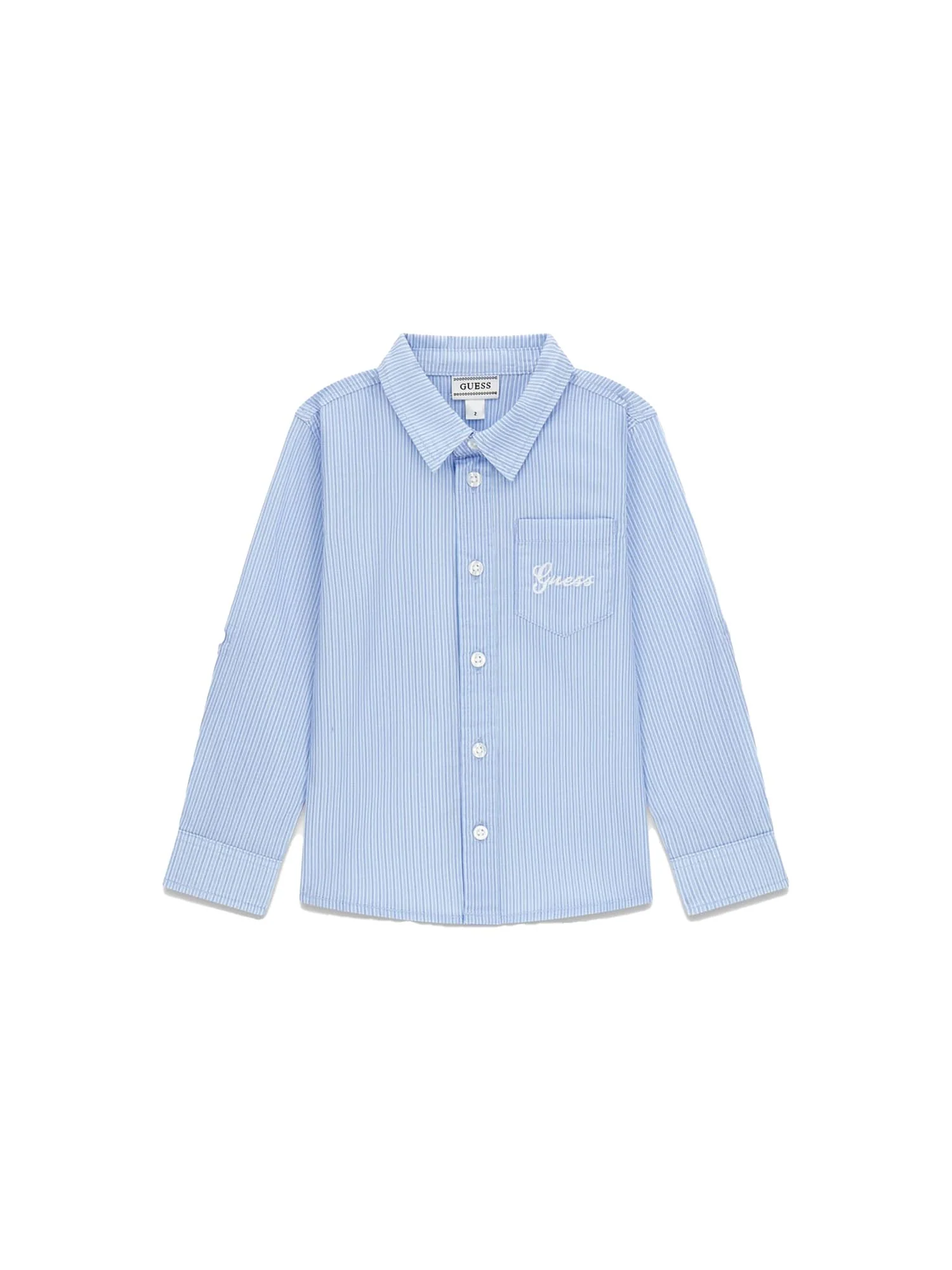 Camicia Guess Bambino con ricamo in popeline celeste multi
